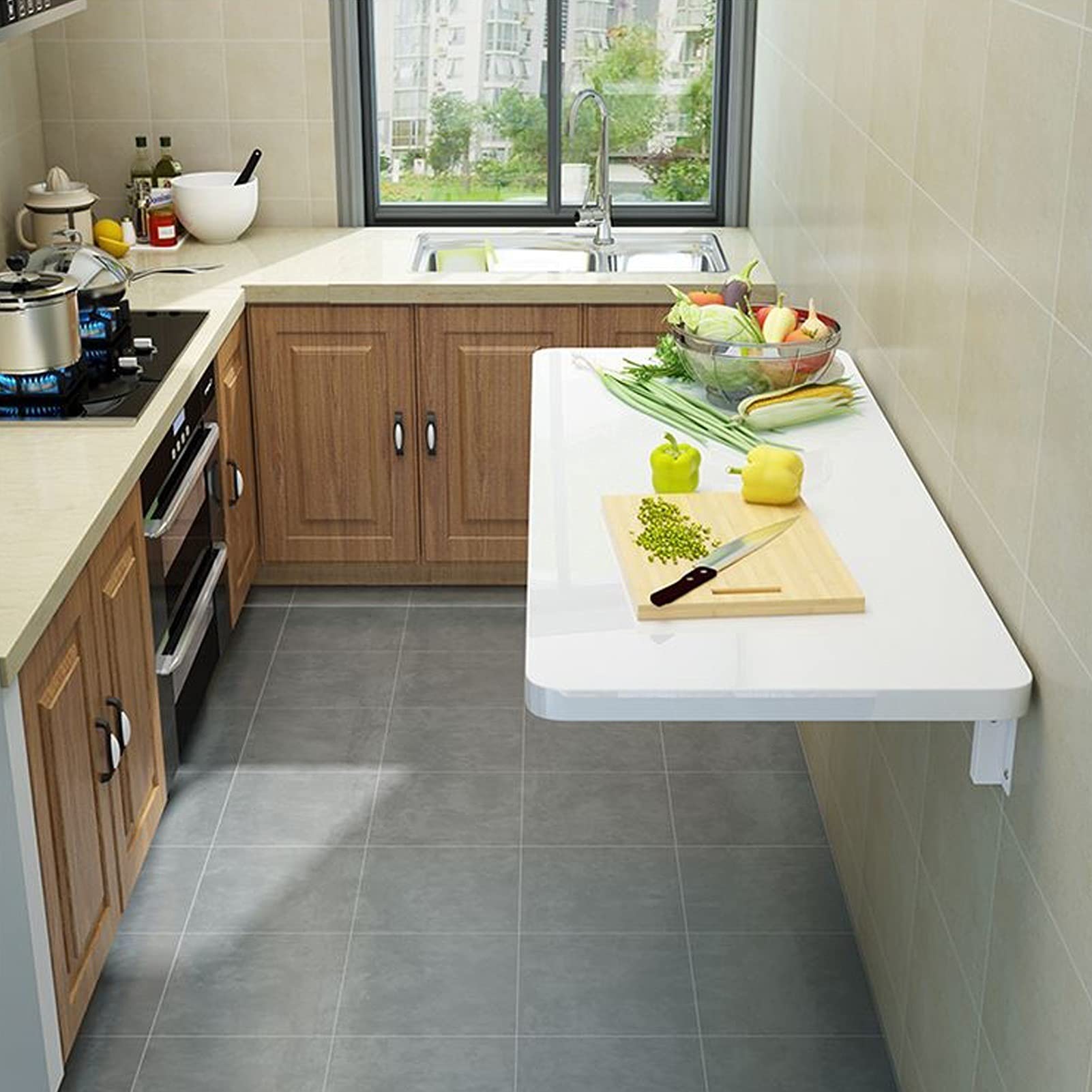 Tavolo da Pranzo Pieghevole da Parete per Cucina, Lavanderia, banco da Lavoro Convertibile per Ufficio Domestico, Garage, seminterrato, Bar, Design Moderno con postazioni di Lavoro per compu
