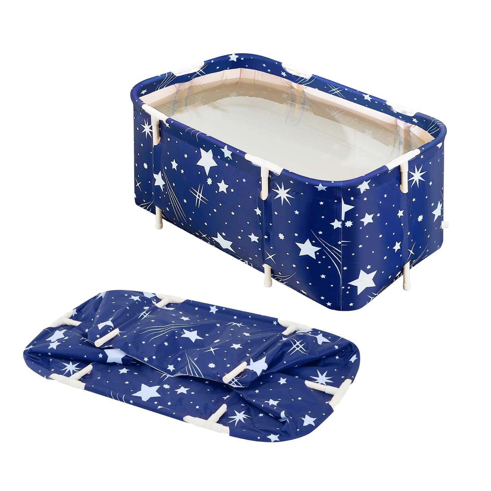 Baignoire Adulte Pliable 120 x 55 cm, Baignoire et Portable, Installation Facile, Idéal pour Spa à Domicile et Douche(Gypsophile)