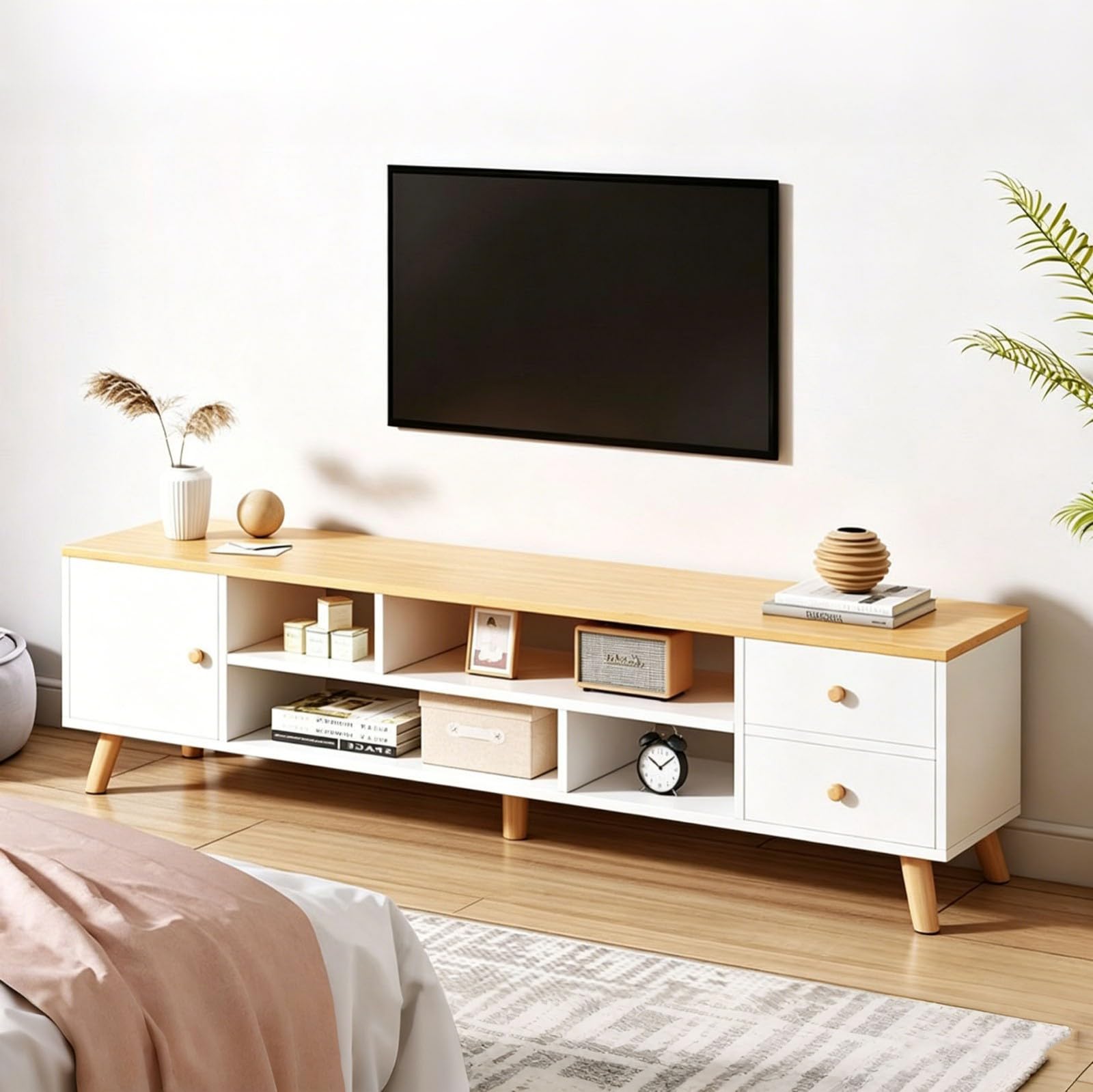 Meuble TV scandinave 140 cm pour optimiser le rangement de votre décodeur - 8