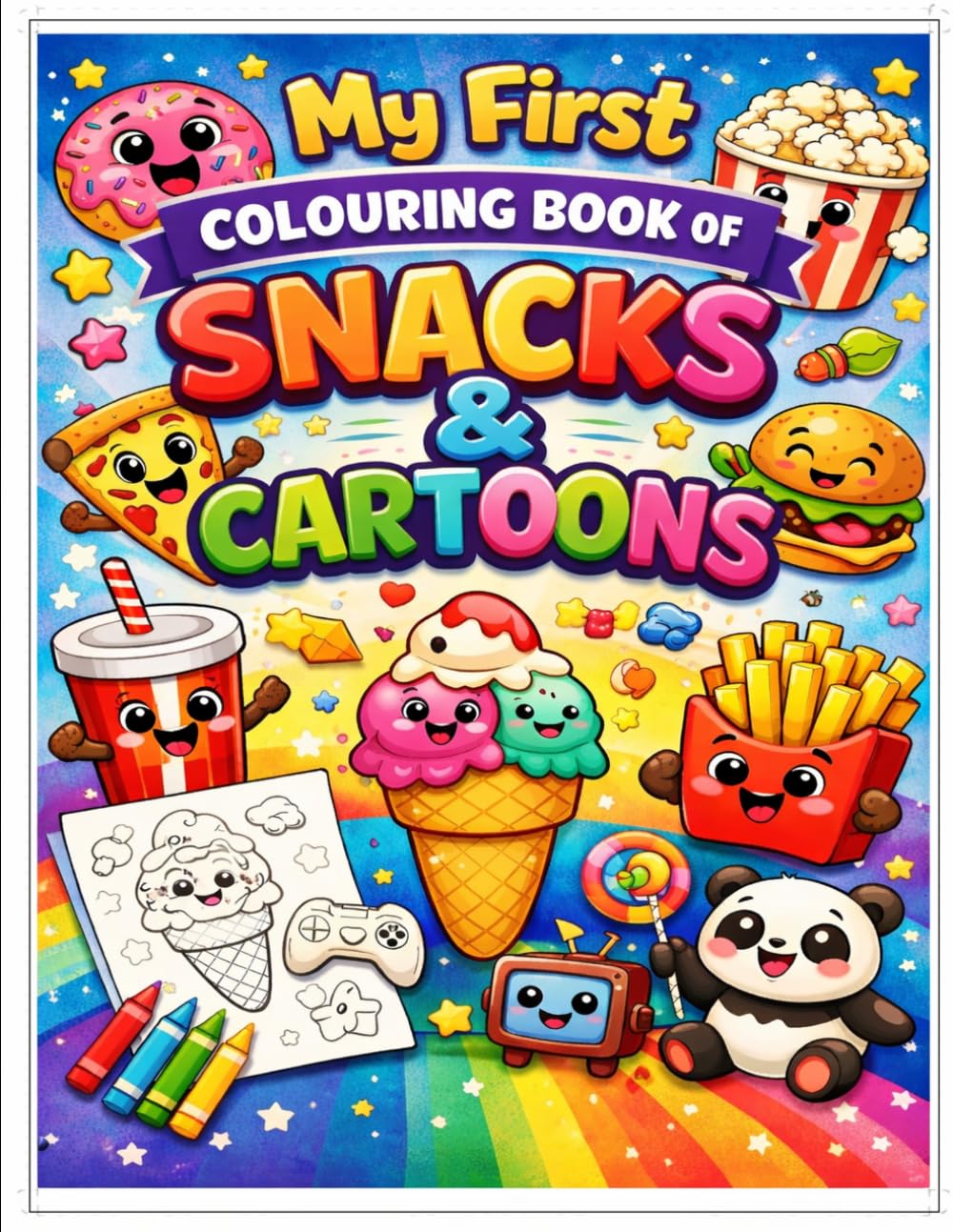 Yummy Fun Coloring Book for Kids: Cute Snacks & Cartoon Treats to Color – A Fun Activity Book for Ages 3–6