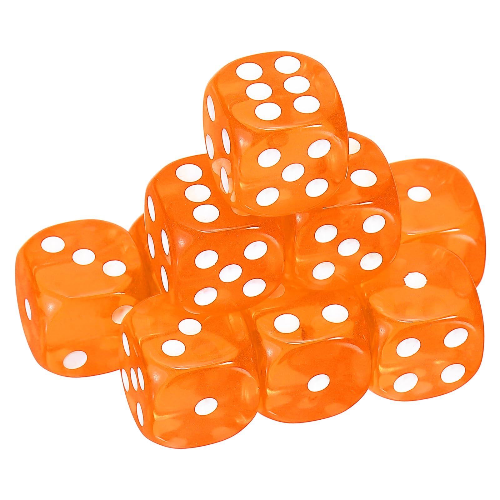 sourcing map 10Pcs 6 Sided Acrylic Dice, 14mm/0.55" Rounded Corner Translucent Colored D6 Game Dice for Theme Party Fun Table Board Games, Orange