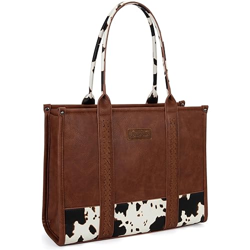 Montana West × Wrangler Tote Bag for Women Western Cow Print Purse Designer Top Handle Handbags