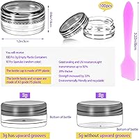 Vista 2 de MotBach 100 paquetes de botes de plástico de 3 g con tapas, botes de cosméticos redondos transparentes de 3 ml, botes de maquillaje de 3 gramos