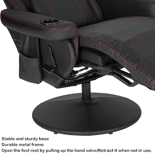 Miniatura 7 de Modern-Depo Silla reclinable para videojuegos, silla reclinable ergonómica de respaldo alto con portavasos, reposacabezas, soporte lumbar, respaldo