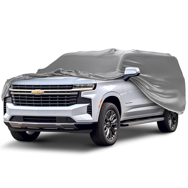 Car Covers Weatherproof Max SUV Cover Warranty Compatible with Chevrolet 1973-2024 Suburban Outdoor Cover Theft Cable Lock SUV