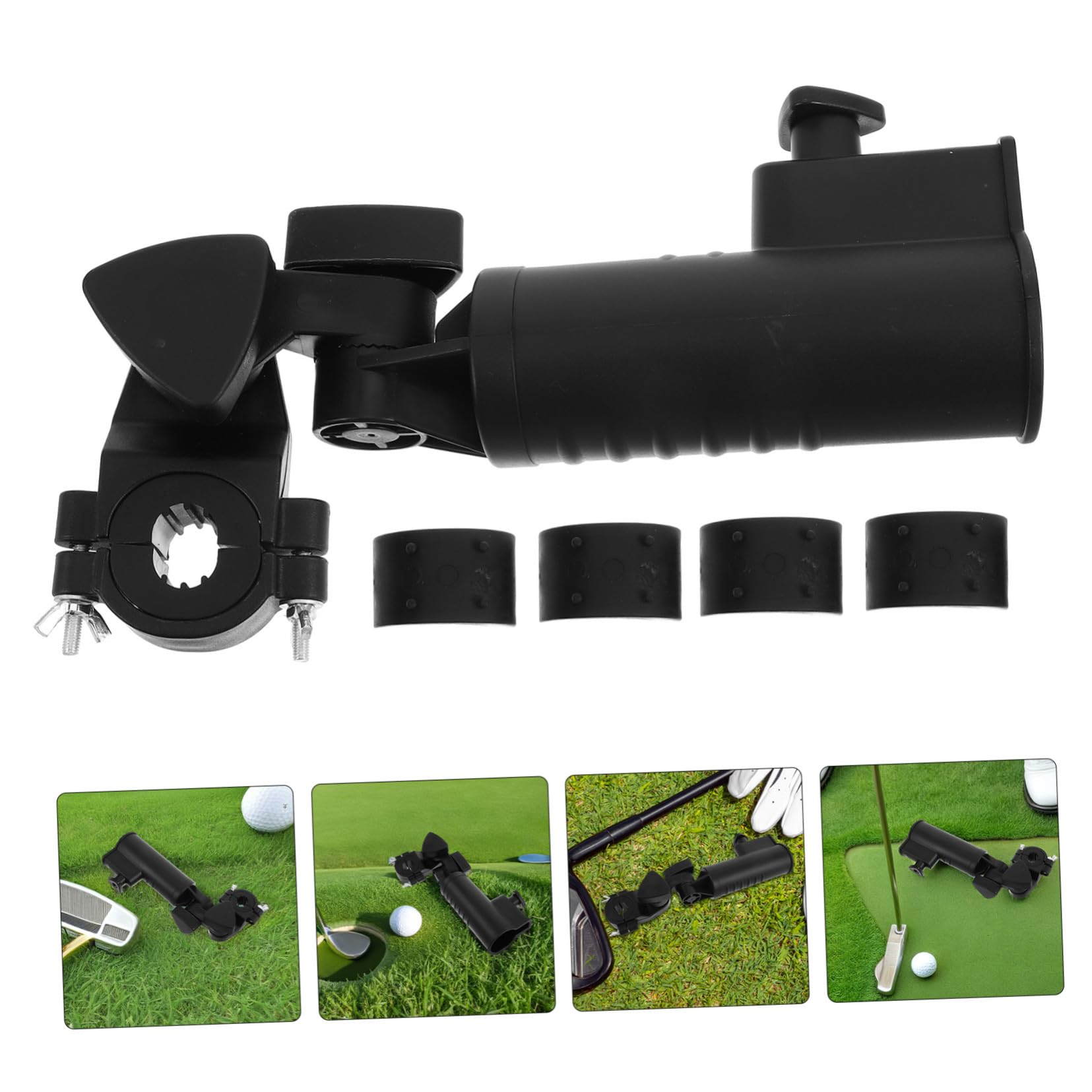 2 Pièces Support Parapluie Golf pour Chariot Poussette Fixation Clip Plastique Stable et Résistant Accessoire Protection Pluie et Soleil pour Golf Cart