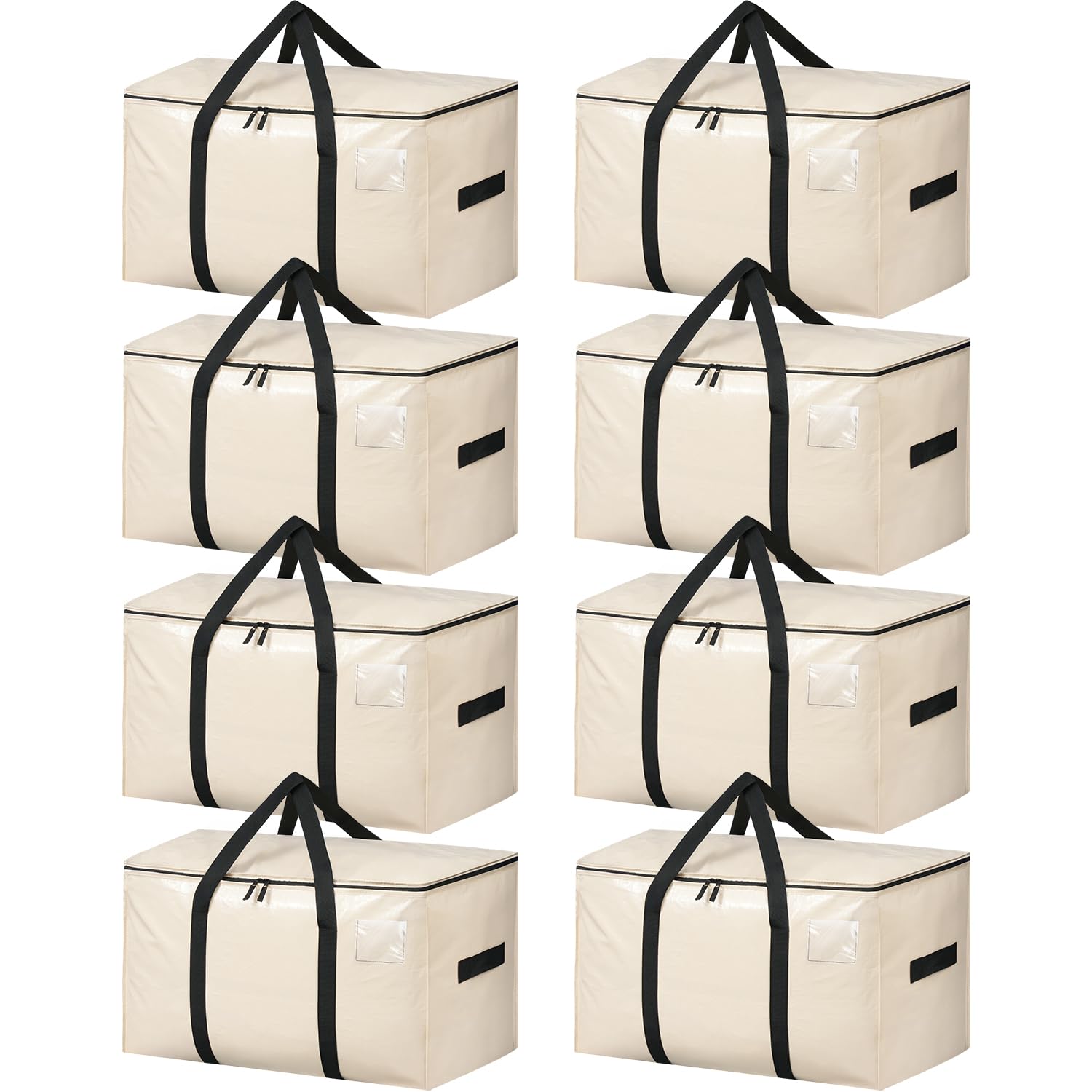 BAGAIL Heavy Duty Moving Bags with Strong Handle, Extra Large Moving Boxes, Storage Tote for Clothes, College Moving Supplies(Beige, 8 Pack)