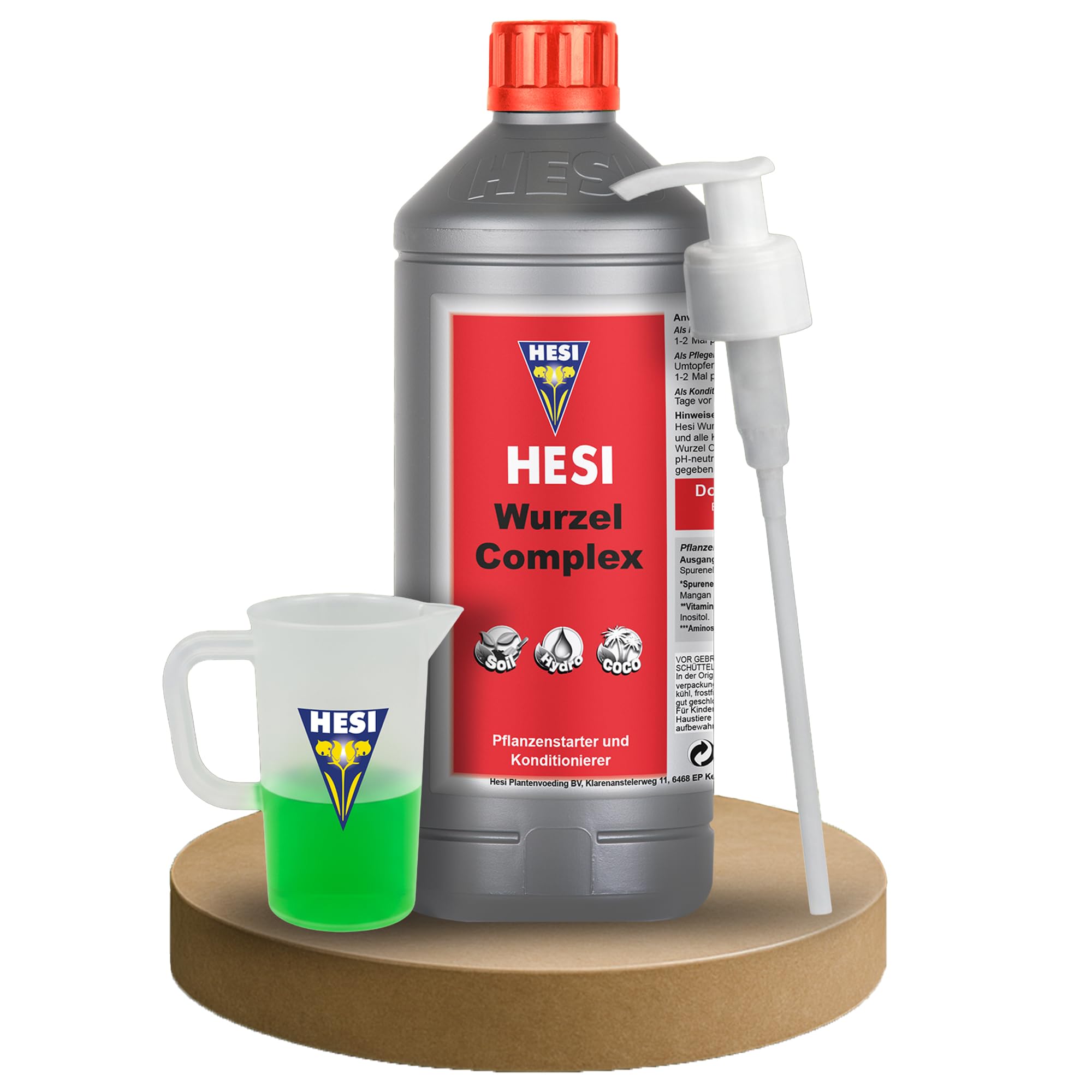 Hesi Root 1L mit Messbecher und Dosierpumpe – Wurzelkomplex als Wurzelstimulator für kräftige Pflanzenwurzeln