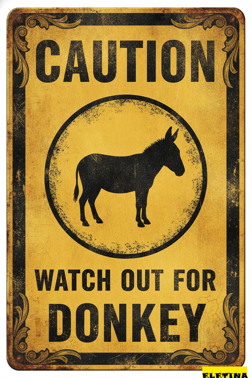 Tin Sign for Man Cave Caution Watch Out Donkey You Have Been Warned Aluminum Metal Tin S Door Warning Zoo Fence Gate Yard Home Wall Decor 8x12 Inch Private Property Decorative