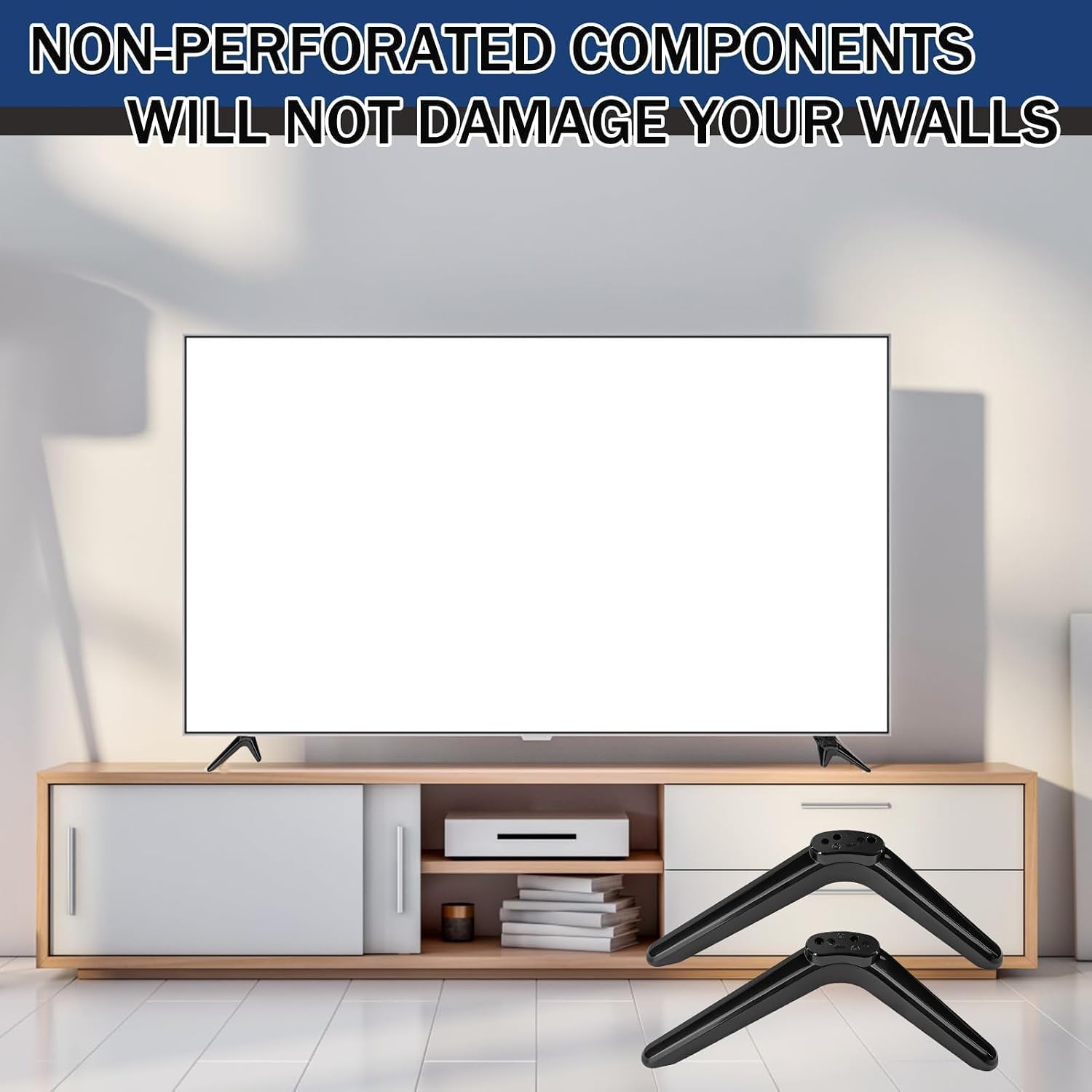 TV Pedestal Feet Stand Mount, Universal Replacement TV Stand Base Legs, Table Desk Pedestal TV Stand Feet Legs, TV Legs for Most TCL 32in/40in/49in/50in/55in TVs, Screws Included
