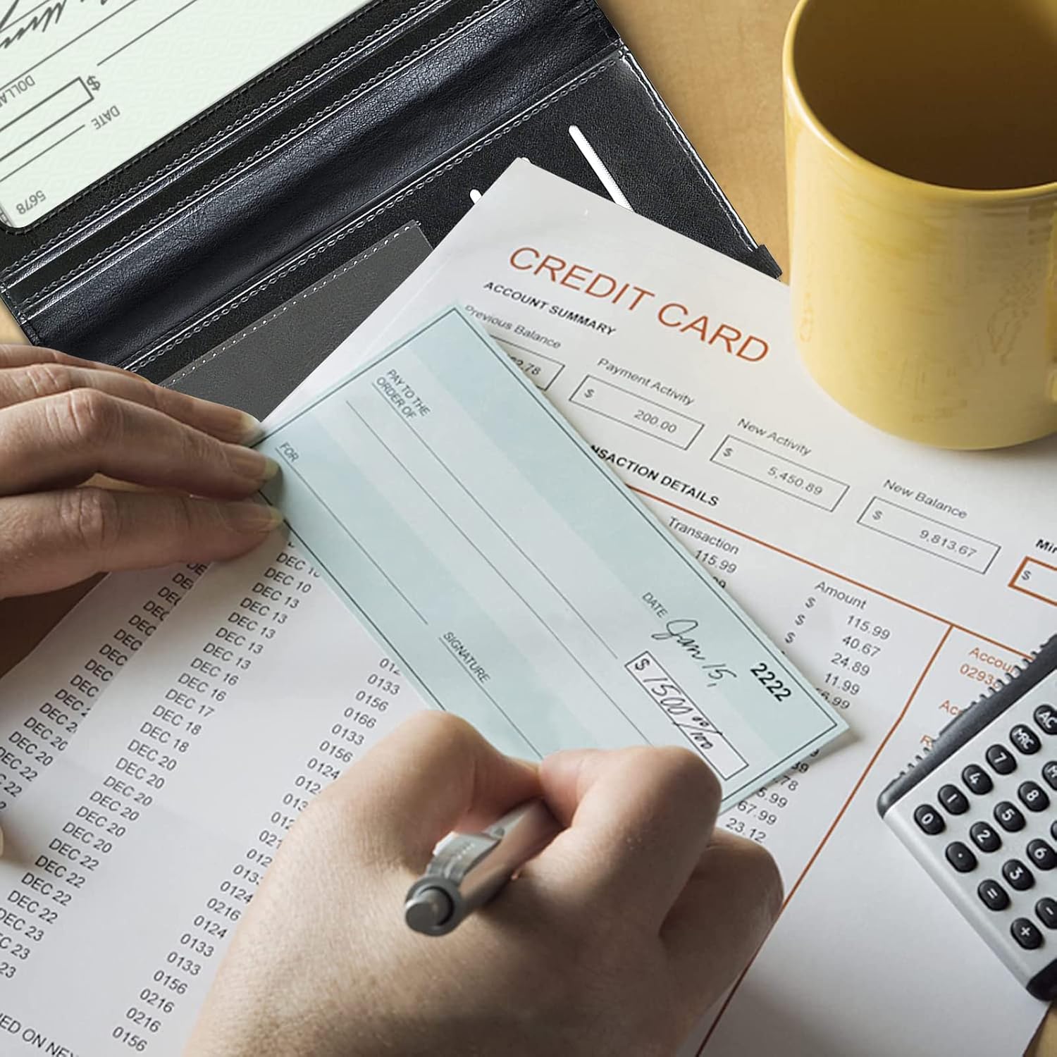 FUYOCWE Leather Checkbook Cover for Men Women Check book Holder Cover Wallets for Personal Checkbook Checks with RFID Blocking & Elastic Strap-Bald Eagle with Flag - Image 3