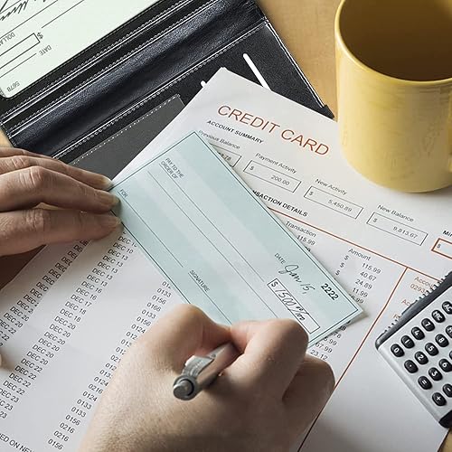 Miniatura 3 de FUYOCWE Fundas de cuero para chequera para hombres y mujeres, soporte para chequera personal, cheques duplicados con bloqueo RFID y correa elástica,