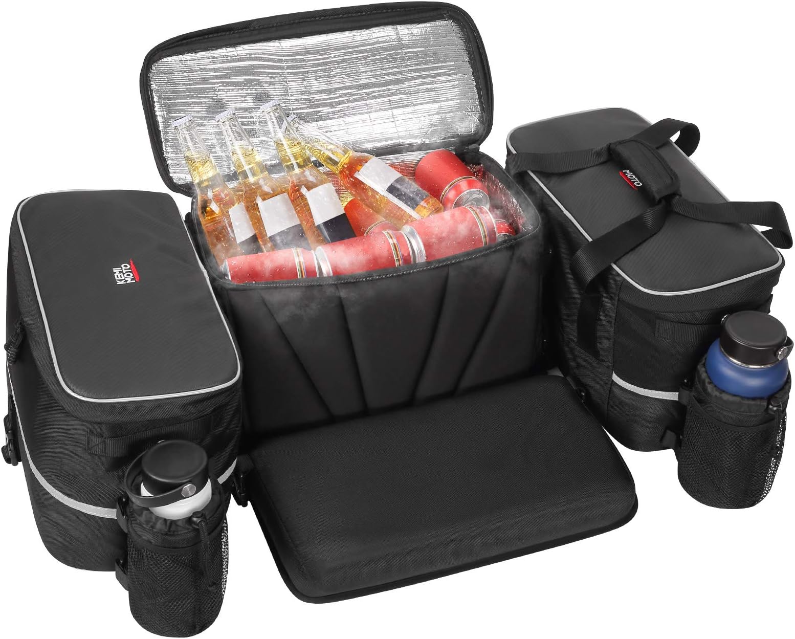 ATV Seat Bag with Insulated Bag, KEMIMOTO ATV Storage Bags with Cushion, Water-Resistant ATV Gear Bag Reflective Strips, Four Wheeler Rack Bag Accessories Compatible with Polaris Sportsman Rancher Fourtrax Outlander Grizzly Brute Force Arctic Cat Alterra
