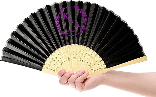Miniatura 2 de DFDG Fans personalizados a granel para fanáticos de la seda personalizados, suministros para bodas, despedidas de soltero, regalos de invitados,
