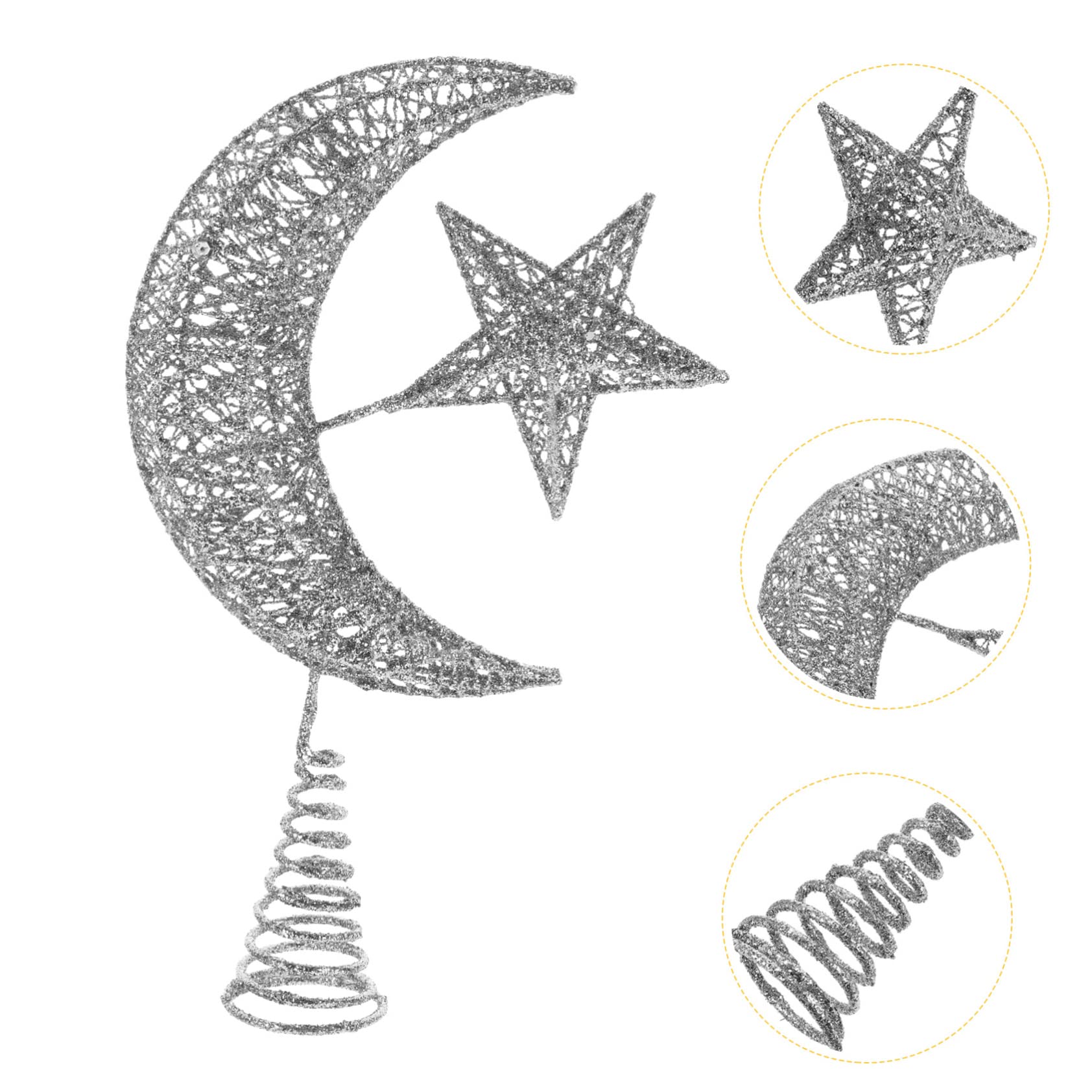 Cimier de Sapin de Noël ensablé en Forme d'étoile en métal à Suspendre, décoration à Suspendre, étoile de Bethléem, Lune et étoiles, projecteur de Sapin, Père Noël Hugger en Fer forgé Burleigh