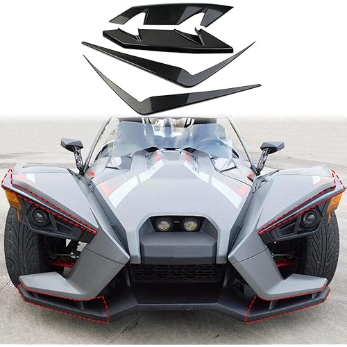 Carbon Fiber Style Front Bumper Headlight Trim Cover Molding Accessoriess for Polaris Slingshot 2015-2025