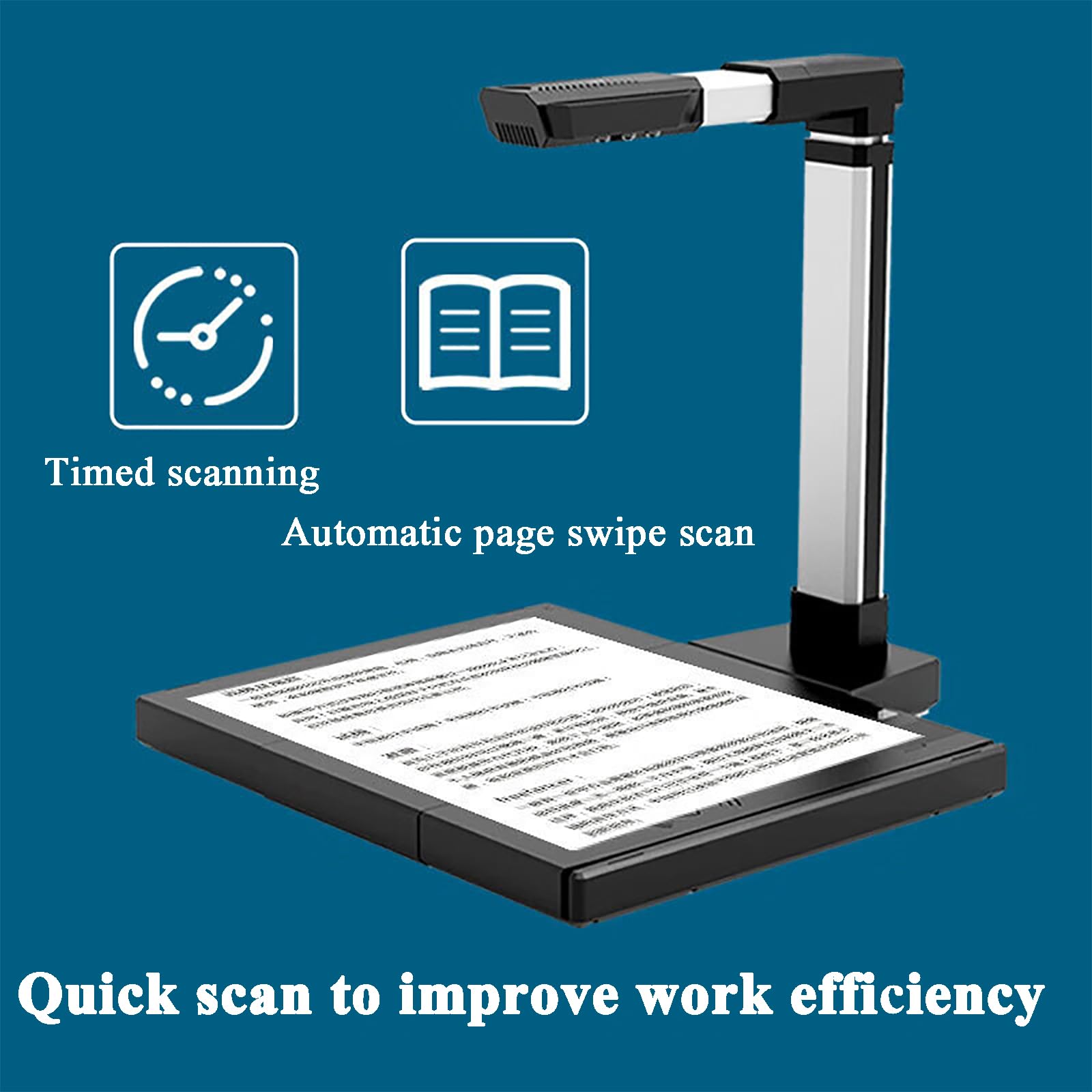 Escáner De Libros De Gran Formato A3, Escáner De Documentos De Cámara con Luz LED De Relleno, 1600 W Píxeles De Alta Definición, Velocidad De Escaneo: 1S, Enfoque Automático, para Documentos