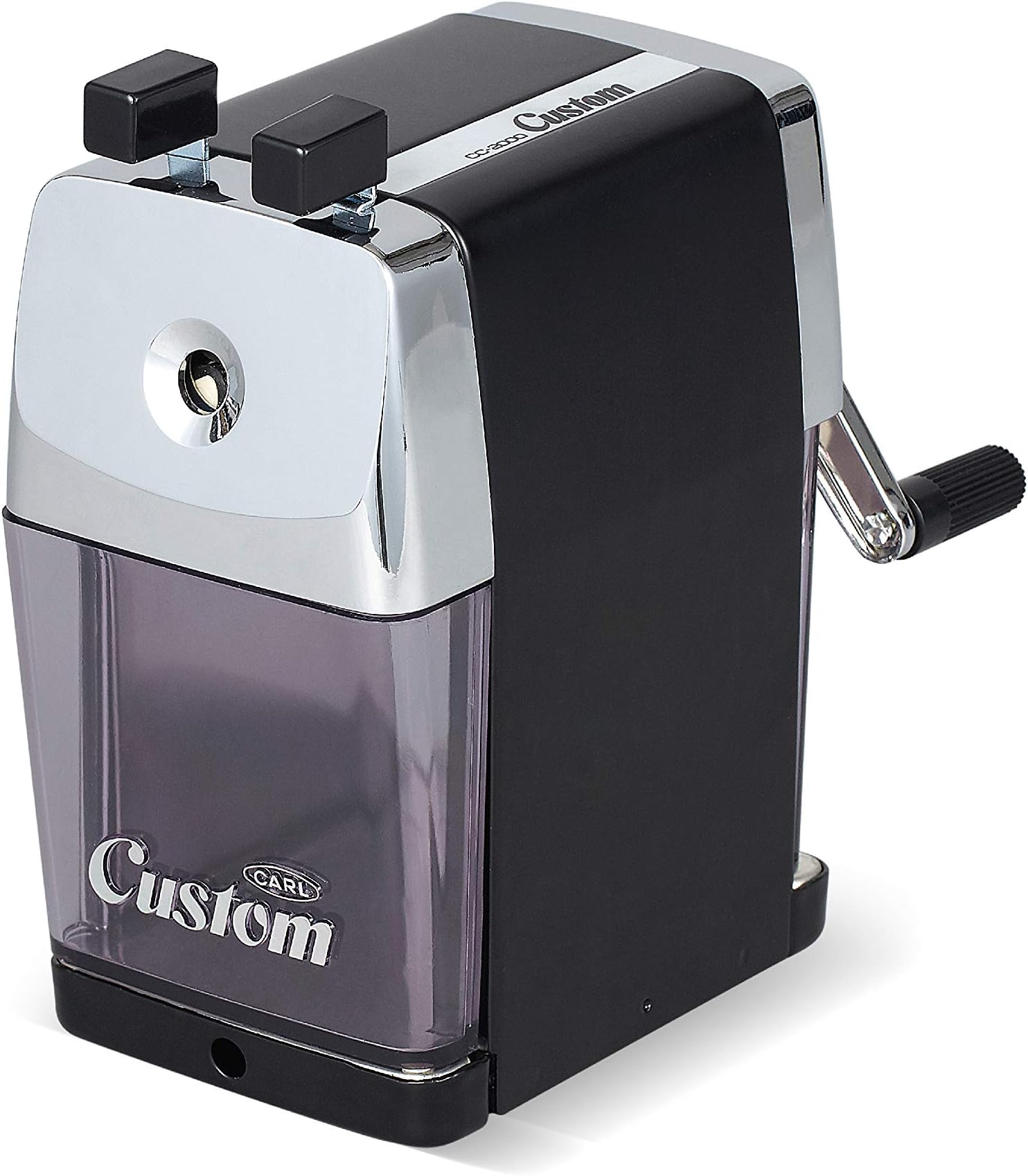 CARL Pencil Sharpener, CC-2000, Black, 5-Point Selector. Manual, Quiet for Office and Home Desks, School Classroom, CUI19018