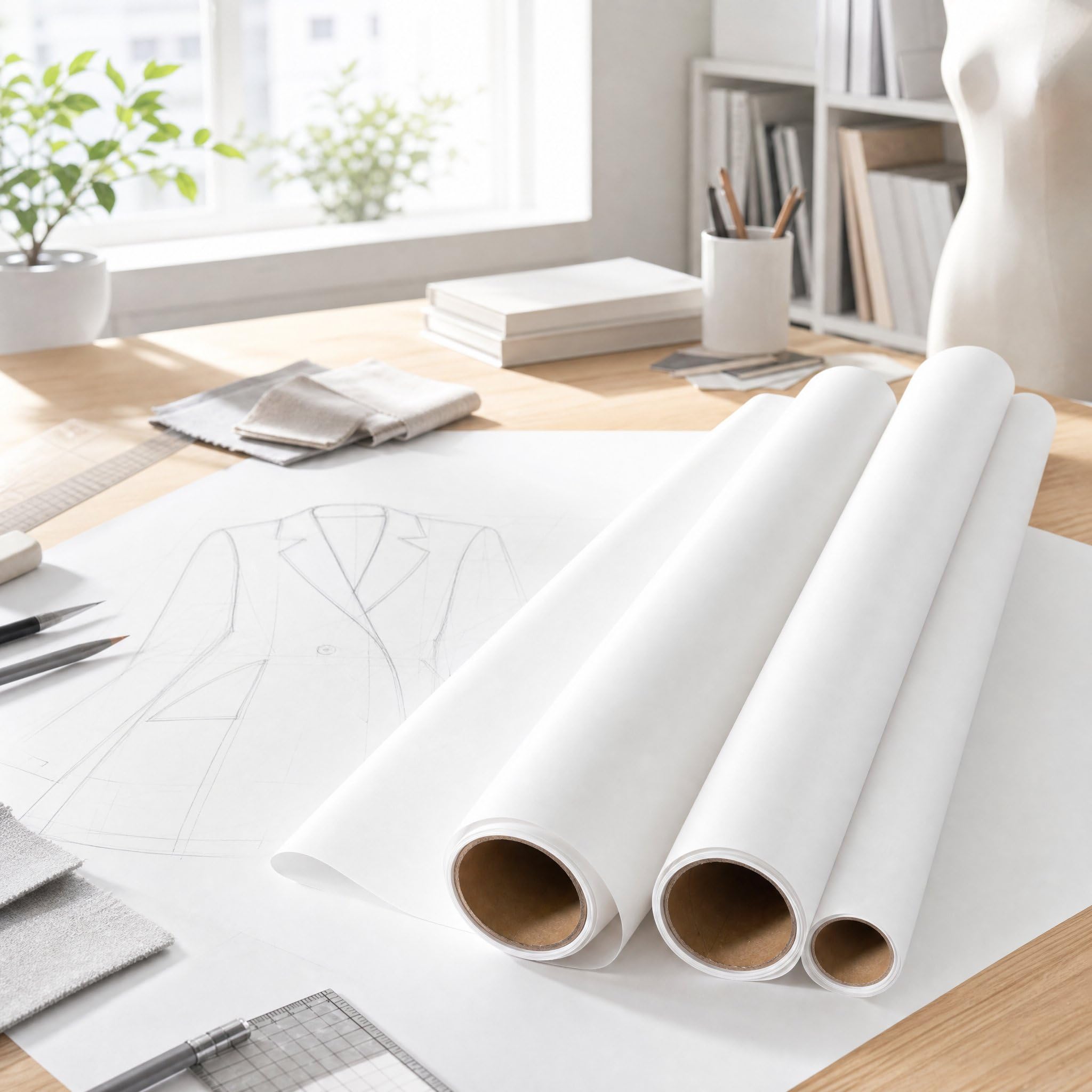 Okiyakusama Rotolo Carta Semi-Trasparente per Cartamodello, 45, per abbigliamento, 1.2m x 10m