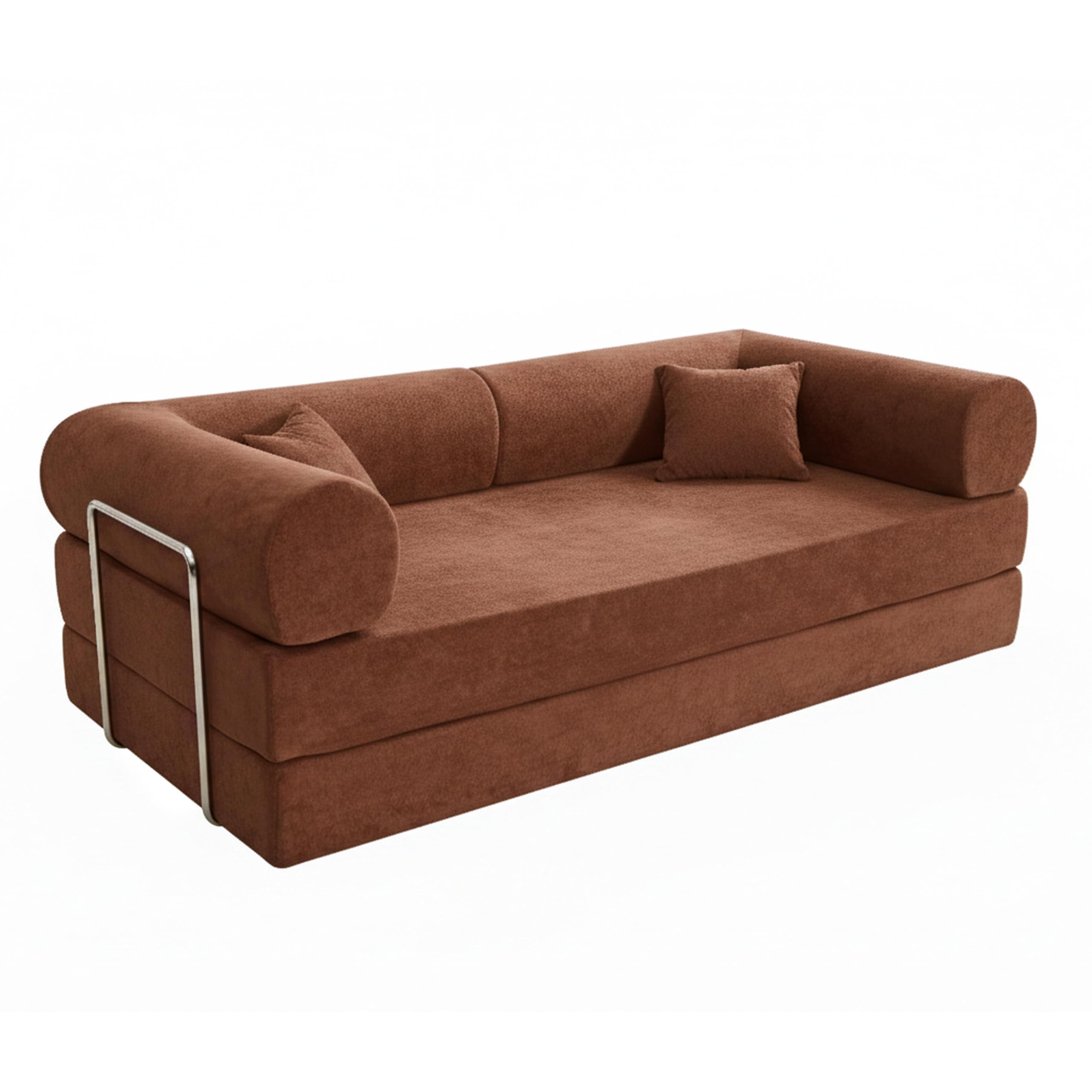 Oviala Canapé Convertible 2 Places en Tissu Coussins modulable 206 cm Brique - Wendy