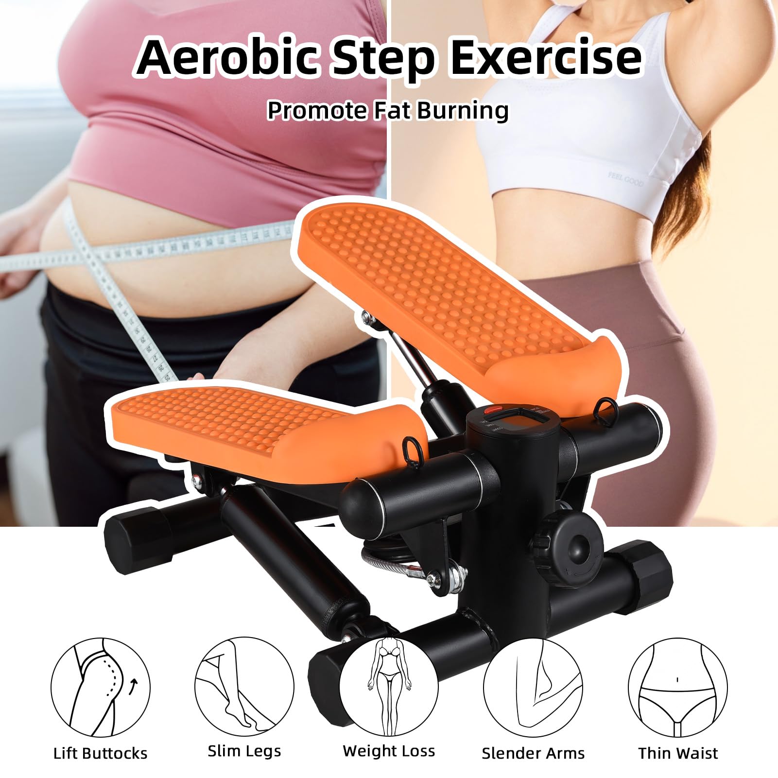 Z taśmami oporowymi COMETX Mini Step LCD o pojemności 100 kg, stepper do treningu domowego