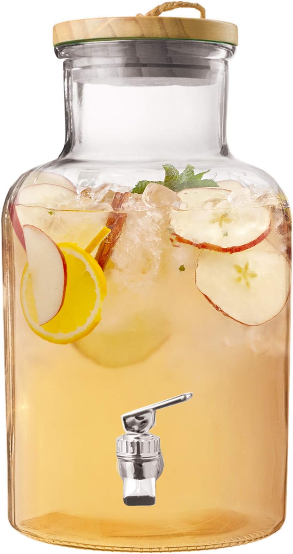 Style Setter Beverage Dispenser with Wooden Lid, Glass, 1.2 Gallon, Ford Beverage Dispenser, Clear