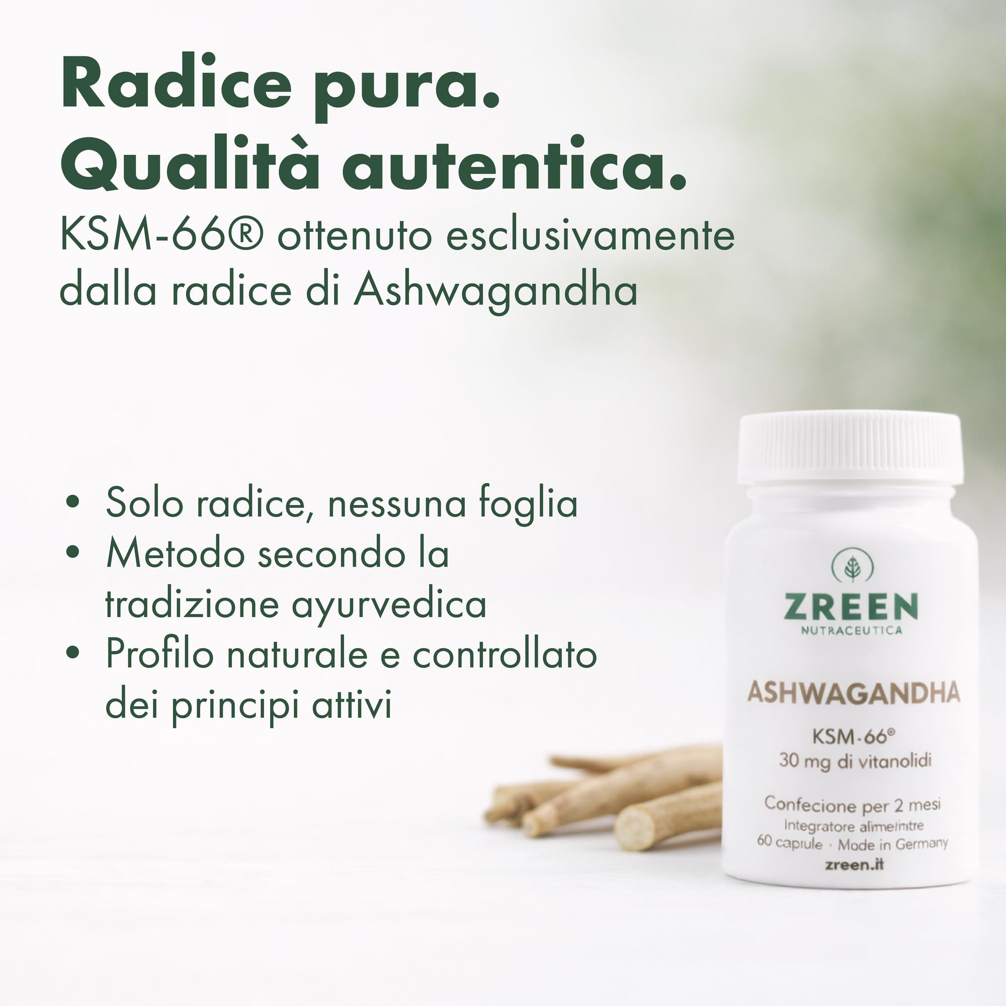 Ashwagandha KSM-66 – 30 mg di Vitanolidi – 60 Capsule HPMC – 2 Mesi – Prodotto in Germania – Integratore Alimentare
