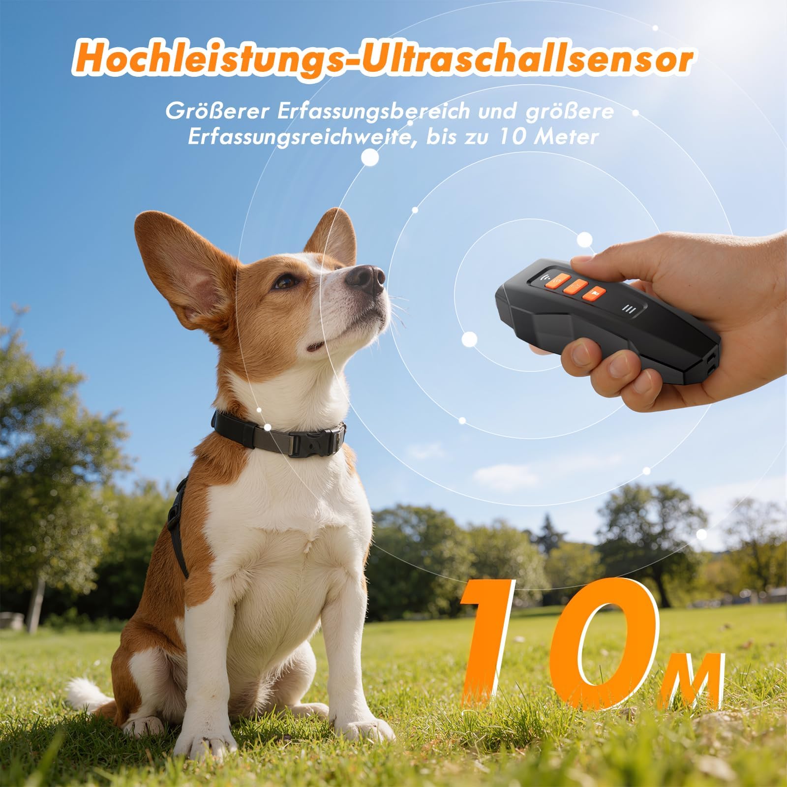 Anti Aboiement Chien Répulsif à Ultrasons Chien, 3 Modes Ultrason Anti Chien Réglable, Portée 10M Portée Avec Lampe De Poche, Adapté Aux Chiens Petits à Grands,Dressage Intérieur & Extérieur