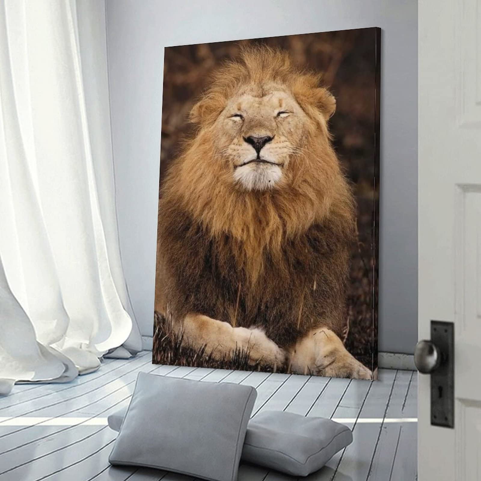 Tapisserie Murale Géante Tigre & Lion 200x150 Cm - Impression Numérique Vibrante Pour Salon, Chambre Ou Extérieur - Facile à Accrocher Et Lavable