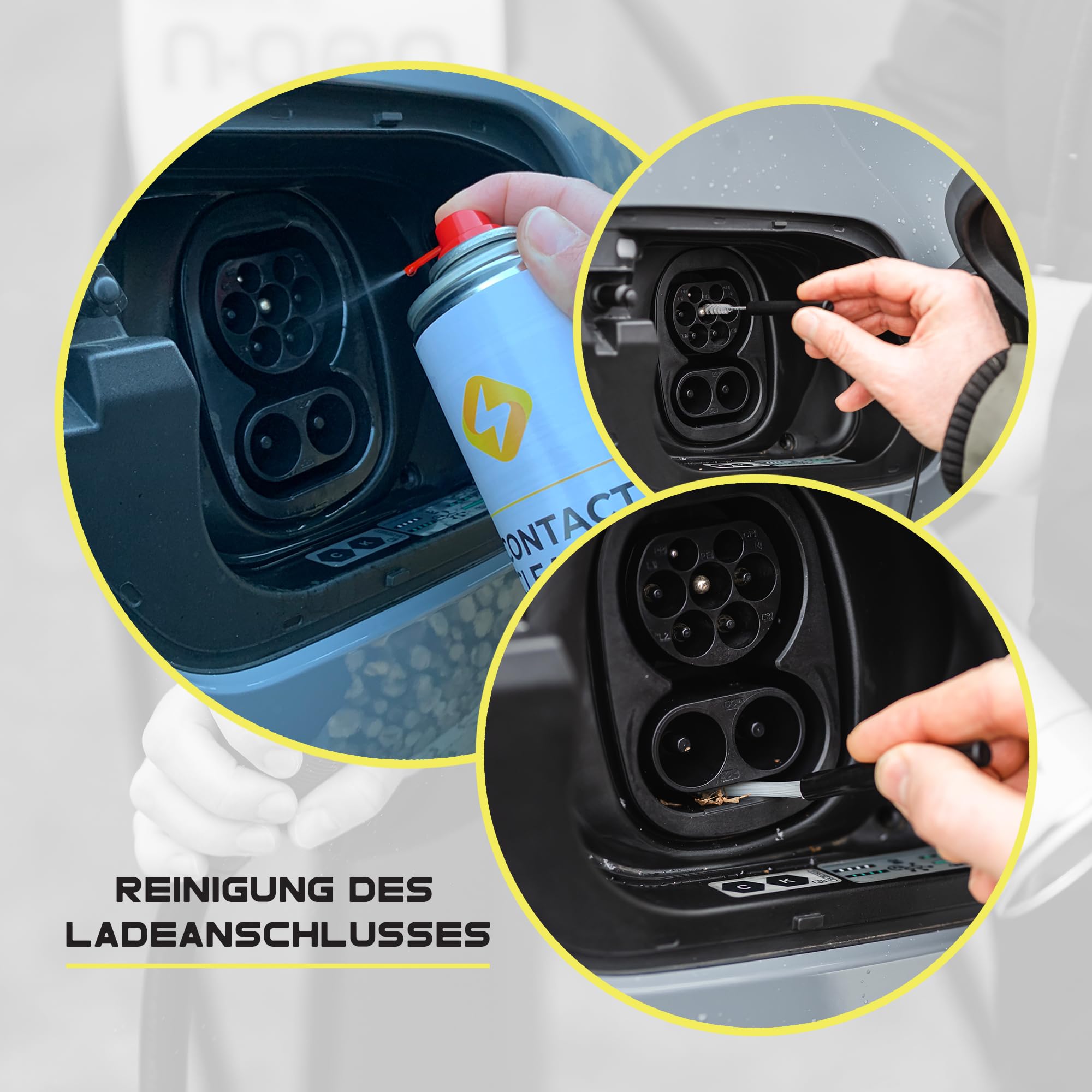 Kit de Nettoyage pour câble de Charge VE et connecteur Type 2 Spray d'entretien des CÂBLES, Spray DE Nettoyage des Contacts, Brosse en Nylon, Chiffon en Microfibre