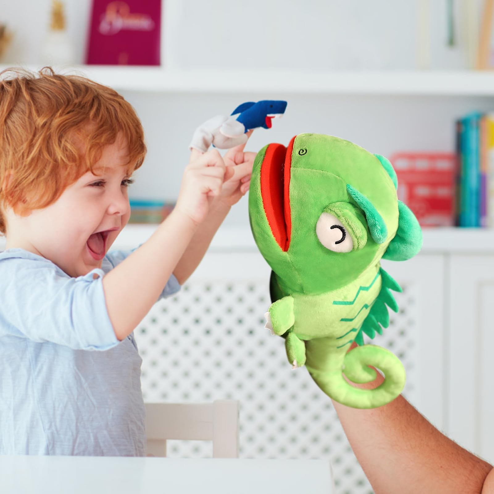 Peluche Caméléon avec Bouche Mobile | Marionnettes d'animaux Mignons en Peluche Caméléon | Peluches De Lézard en Peluches, Animal EnPeluche Reptile Multifonctionnel