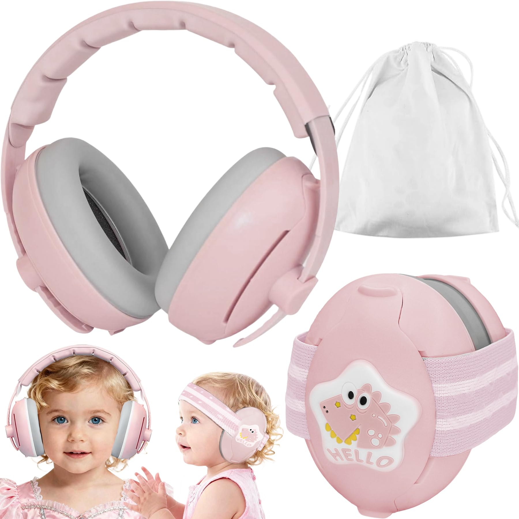 Sunshine smile 2 in 1 Gehörschutz Kopfhörer,Gehörschutz,Ohrenschützer mit Geräuschunterdrückung & Verstellbares Kopfband,Dinosaurier Kopfhörer