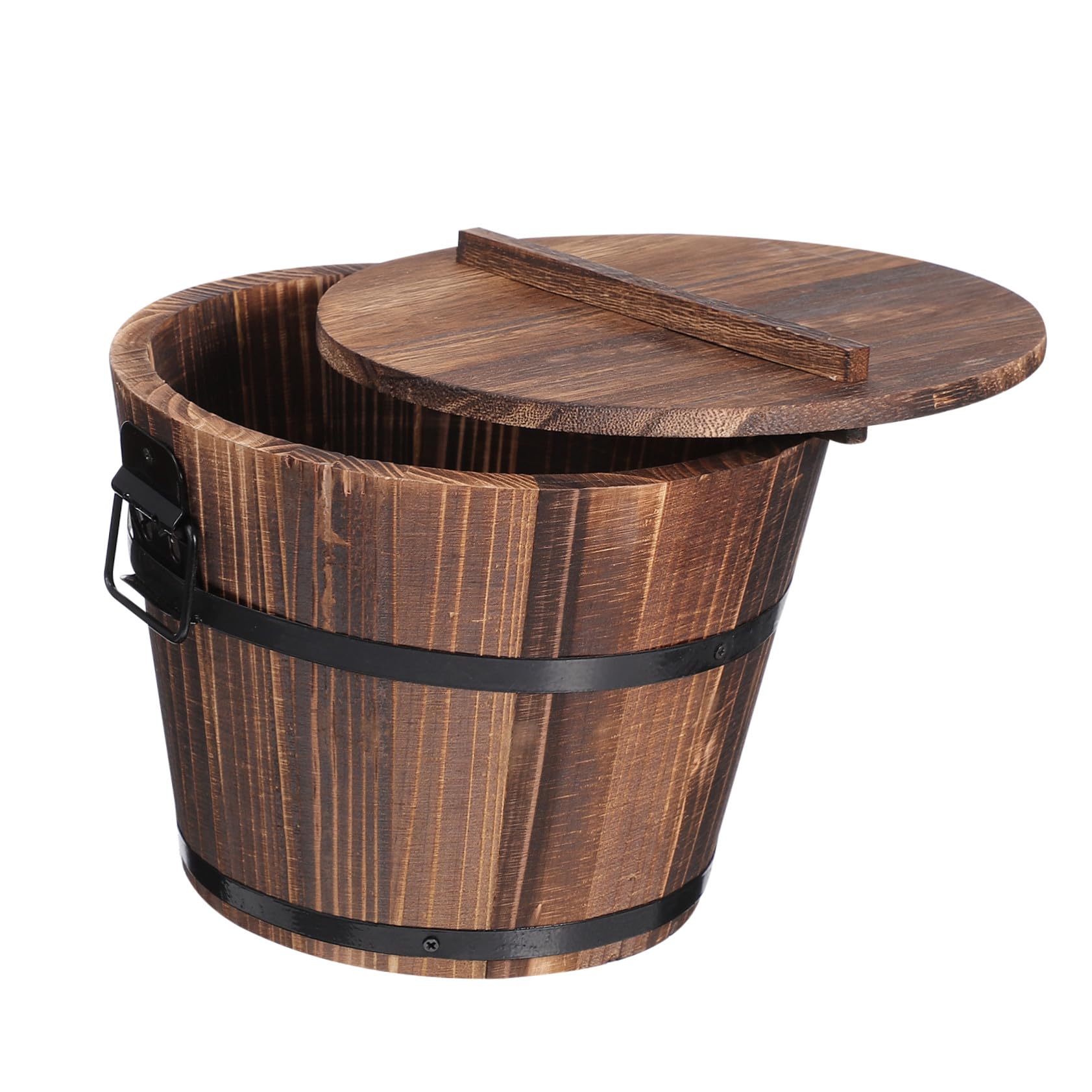 Mikinona Runder Holz Aufbewahrungskorb mit Deckel 18cm Küchen Vorratsbehälter für Reis Sushi Tofu Praktischer Haushalts Lagerbehälter für Zuhause Hotel und Restaurant