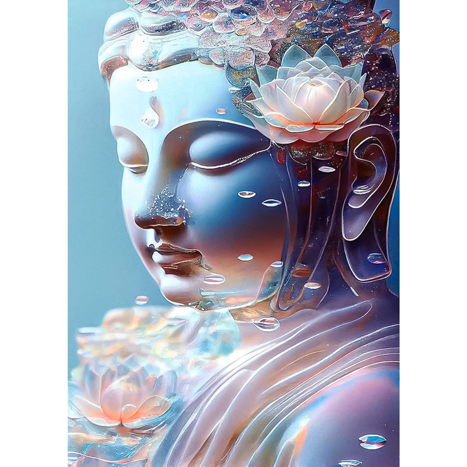 Lxmsja Diamond Painting Kits for Adults, 11.8X15.7inch DIY Paint by Numbers for Adults Beginner, DIY Full Drill Diamond Dots Paintings Picture Arts Craft for Home Wall Art Decor Buddha Statue