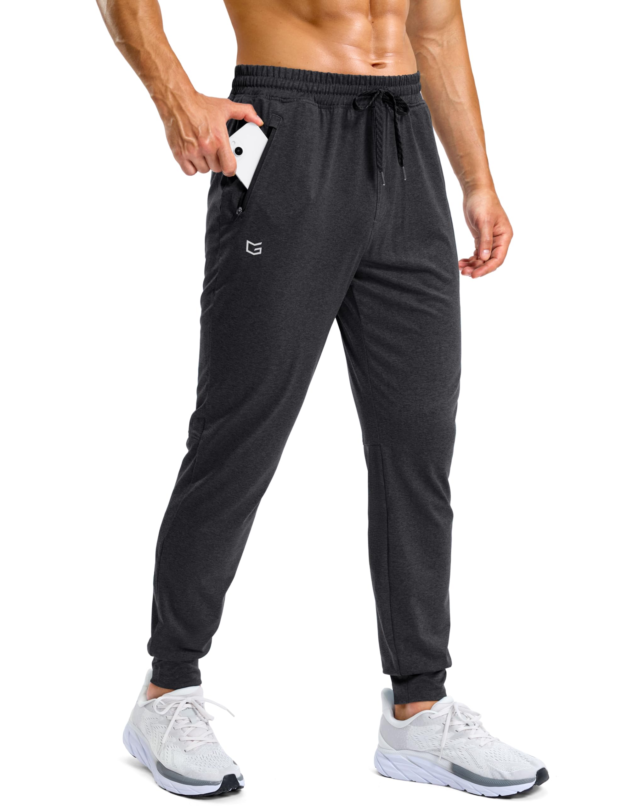 G Gradual Mens Sweatpants with Zipper Pockets Stretch Tapered Joggers Quick Dry Athletic Workout Gym Pants for Men