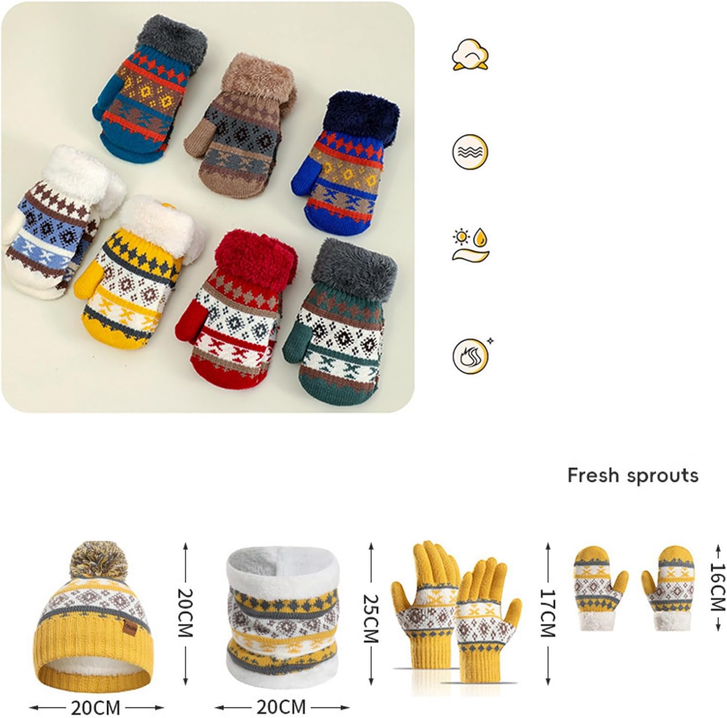 SK Studio Kids Winter Hat Gloves Scarf Set, Girls Boys Beanie with Pom Neck Warmer Gaiter Mittens Fleece Lined Set Toddler, Blue - Image 5