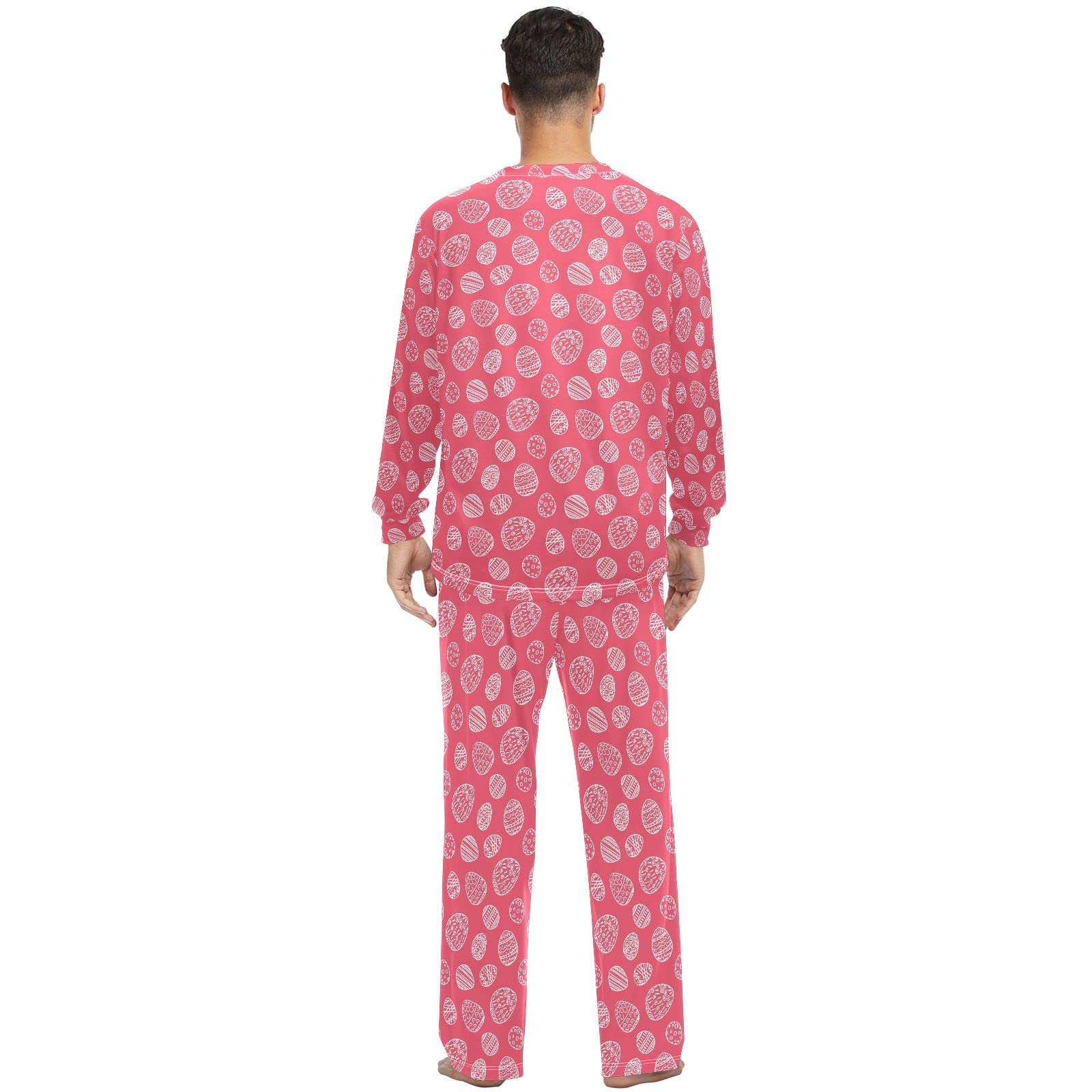JUNZAN Pisanki jajka różowa piżama dla kobiet długi rękaw top i dół bielizna nocna zestaw para bielizna nocna, Easter Eggs Pink, XL