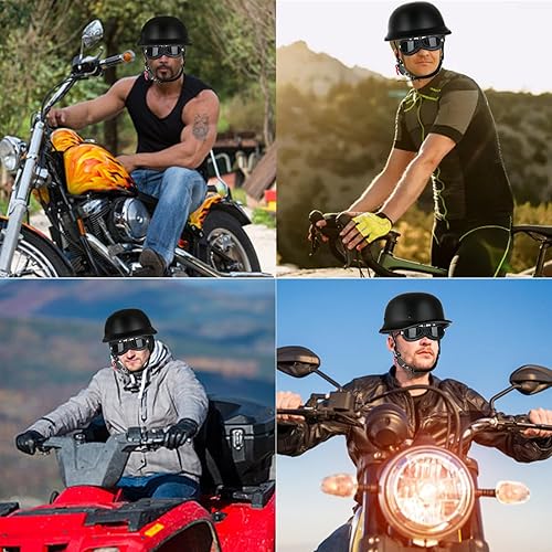 Miniatura 7 de Casco de motocicleta estilo alemán, casco de media cara para adultos, hombres y mujeres, casco de media cara, aprobado por DOT, casco retro de media