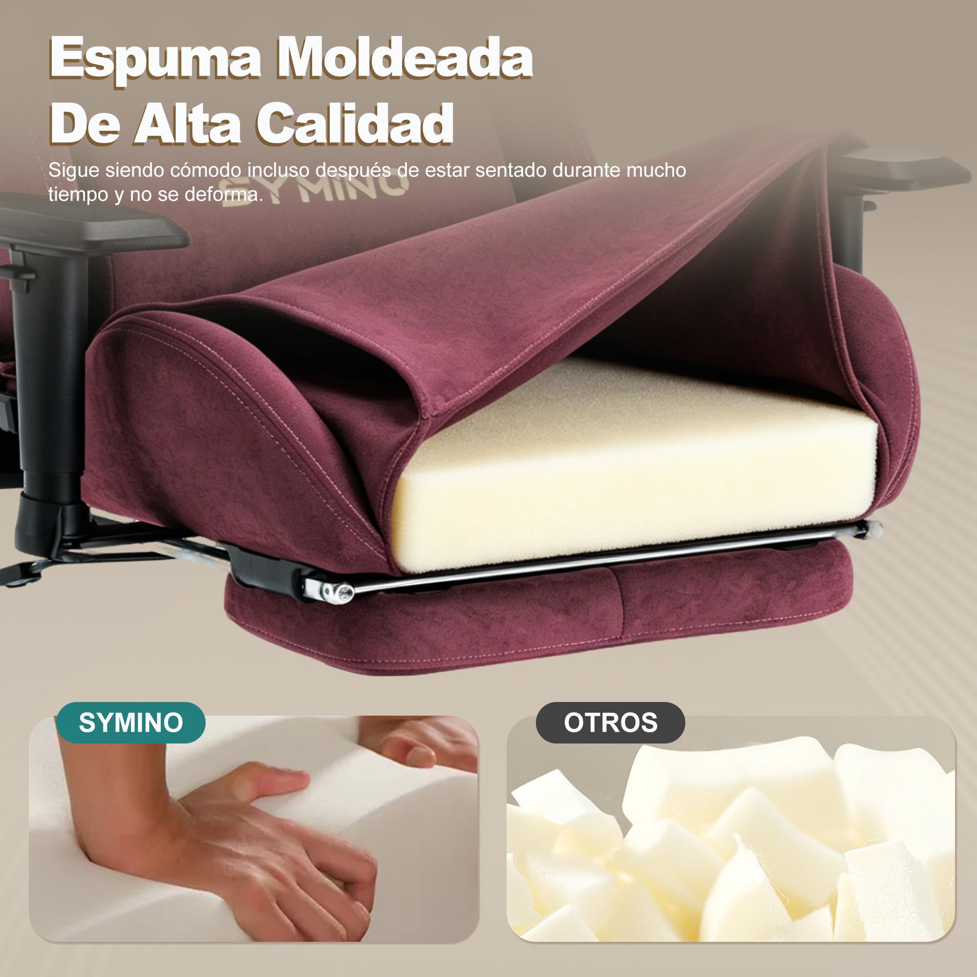 Symino Silla Gaming Ergonómica con Reposapiés, 150° Reclinable: Soporte Lumbar y Reposacabezas Regulable, Ajustable en Altura, Soporta hasta 200kg (Red)