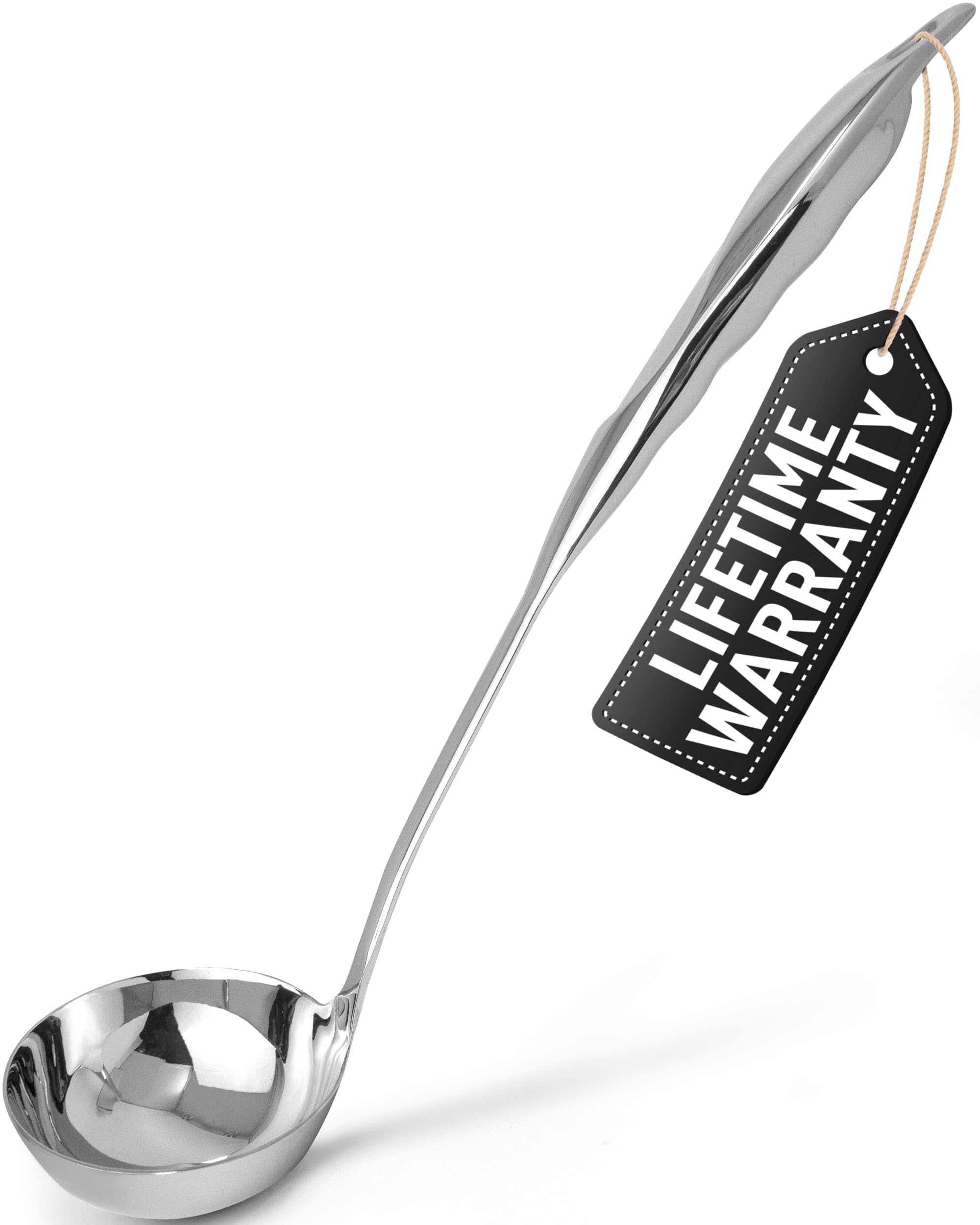 Zulay Kitchen Stainless Steel Soup Ladle - 13” Large Ladle for Soups, Stews &amp; Sauces - Durable, Heat-Resistant, Rust-Proof &amp; Dishwasher Safe Kitchen Utensil with Ergonomic Handle