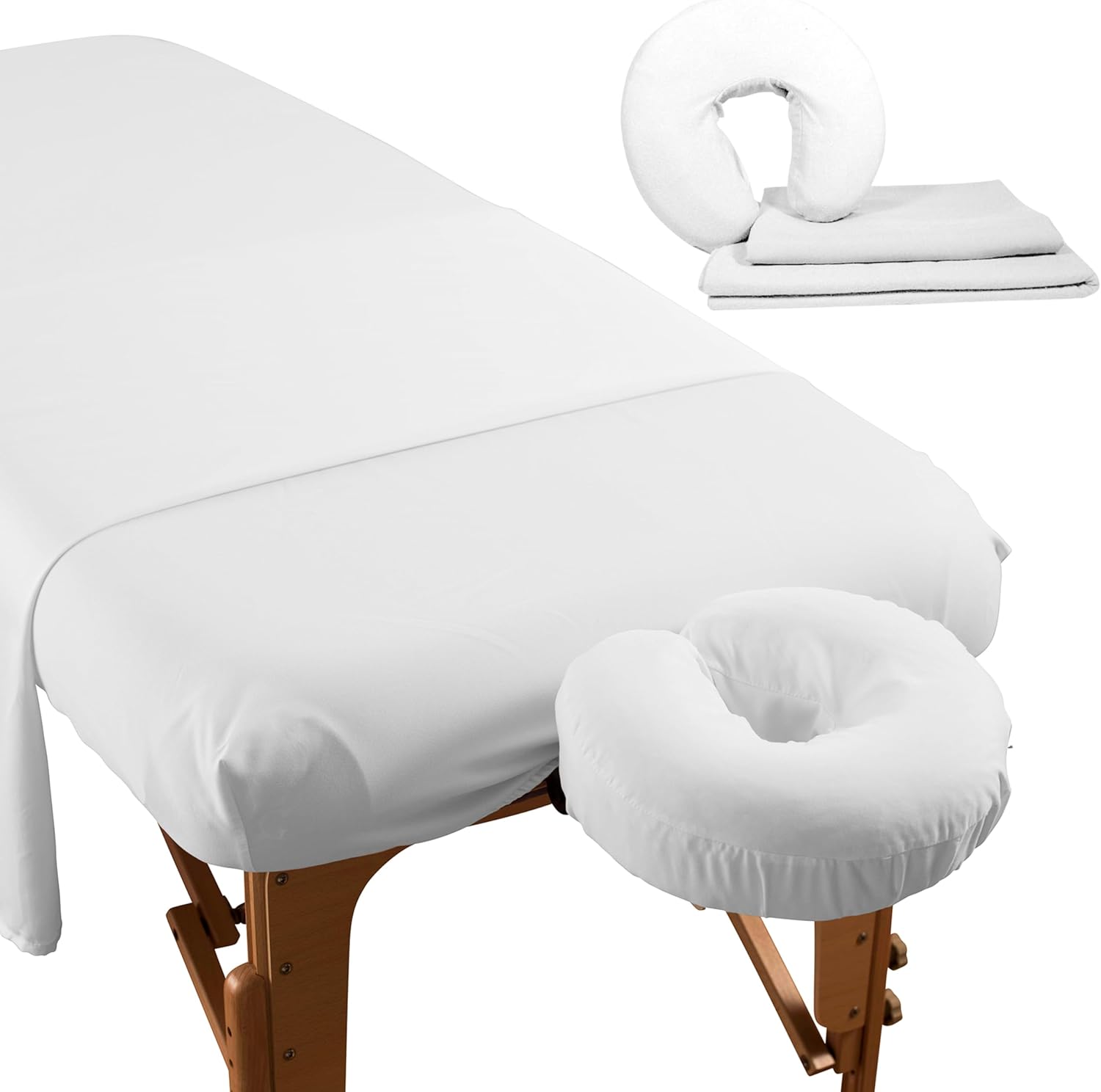 Deluxe Flannel Flat Massage Table Sheets by NRG - 100% Cotton Flannel Massage Linens - 160 GSM, 200 Thread Count - Soft Double Brushed Cotton - Oversized for Better Coverage - 63" x 100" - Color White