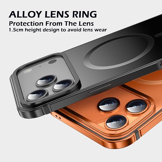 Case for iPhone 17 Pro, Aluminum Alloy Metal Frame 10FT Drop Tested Upgraded Airbag Camera Protection Ultra Thin Skin Feeling Frosted PC Back (Silver, iPhone 17 Pro)