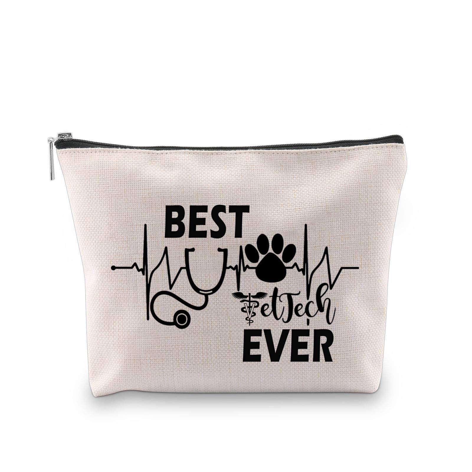 MBMSO Vet Tech Gifts Best Vet Tech Ever Makeup Bag Veterinary Technician Gifts Veterinarian Travel Bag Veterinary Office Gift