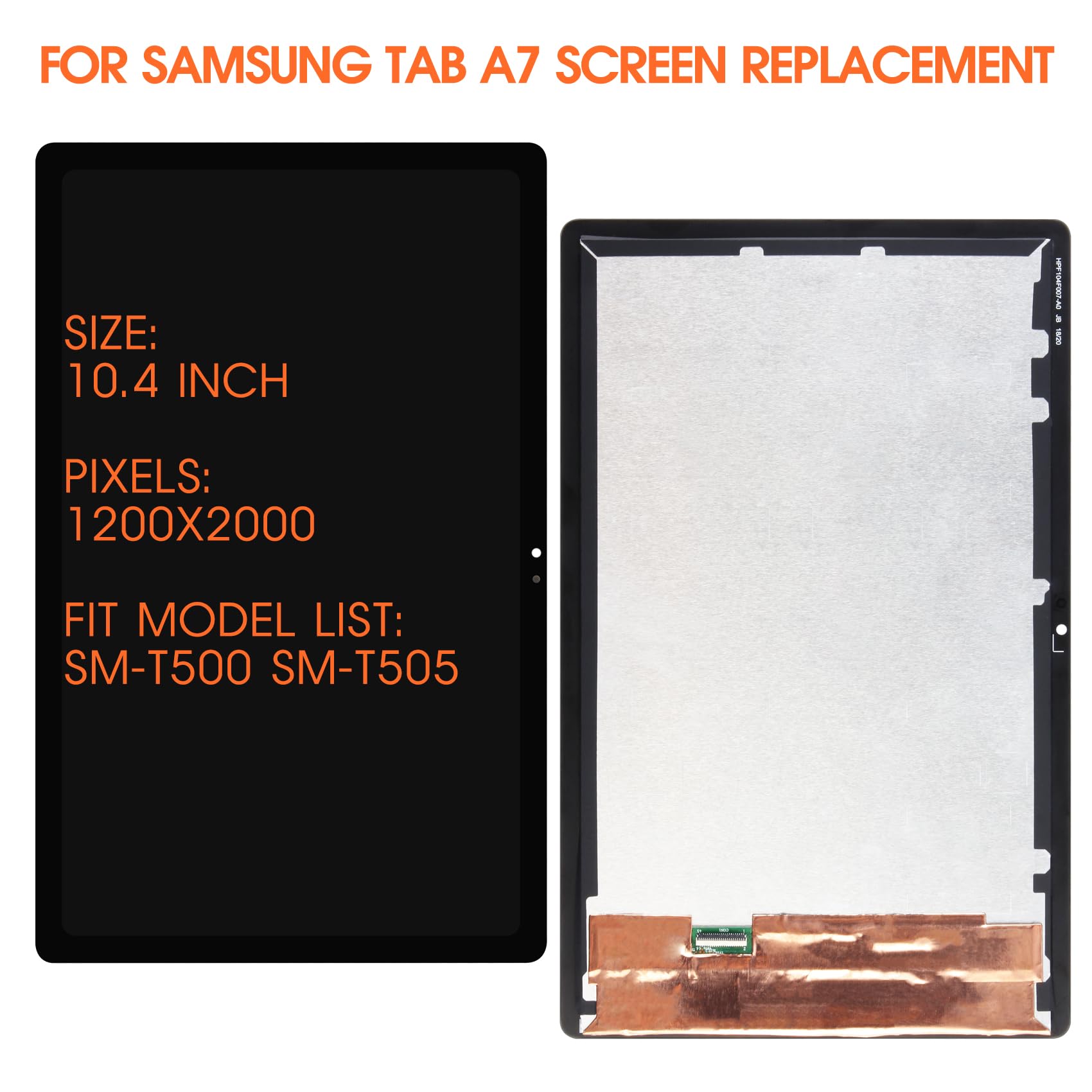 Pantalla LCD para Samsung Galaxy Tab A7 reemplazo de pantalla para Samsung Tab A7 SM-T500 Pantalla LCD de 10.4 pulgadas, pantalla táctil digitalizador, placa de vidrio, montaje completo con reparación