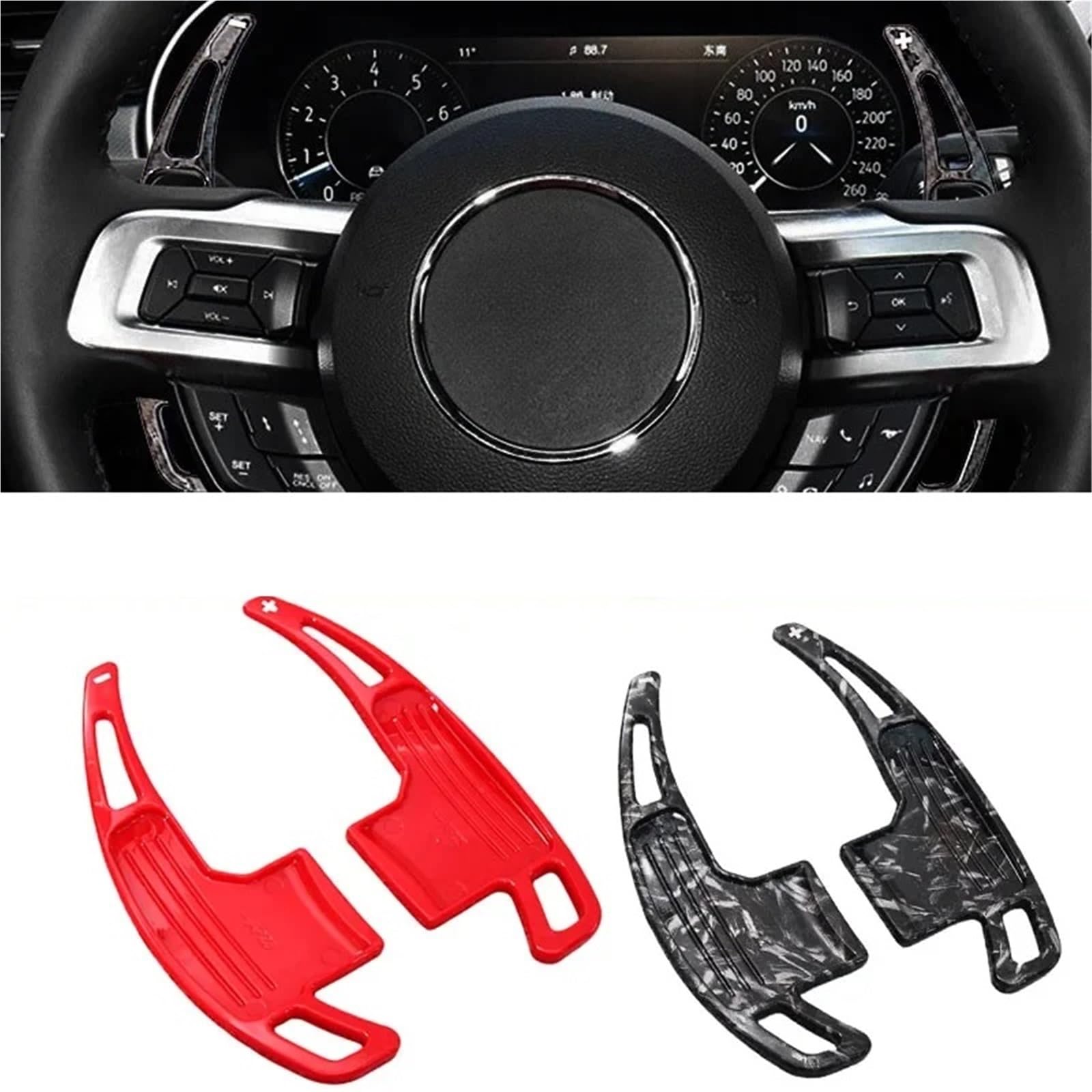 Paddle Shift Extensions Compatible With For Mustang 2015 2016 2017 2018 2019 2020 2021 2022 2023 Extended Shifter Trim Paddles Steering Wheel Shift Paddle(Red)
