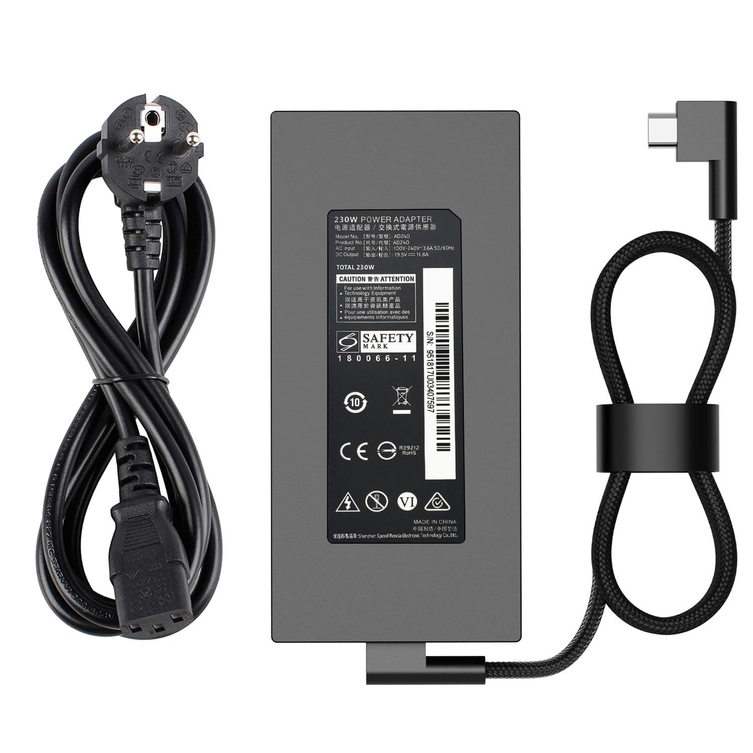Cargador para portátil CHLOLMY TECH Razer Blade 14 15 17 RTX2070 RTX2080 RTX3060 RTX3070Ti RTX3080 230W 19.5V 11.8A 6 cables adaptadores de alimentación