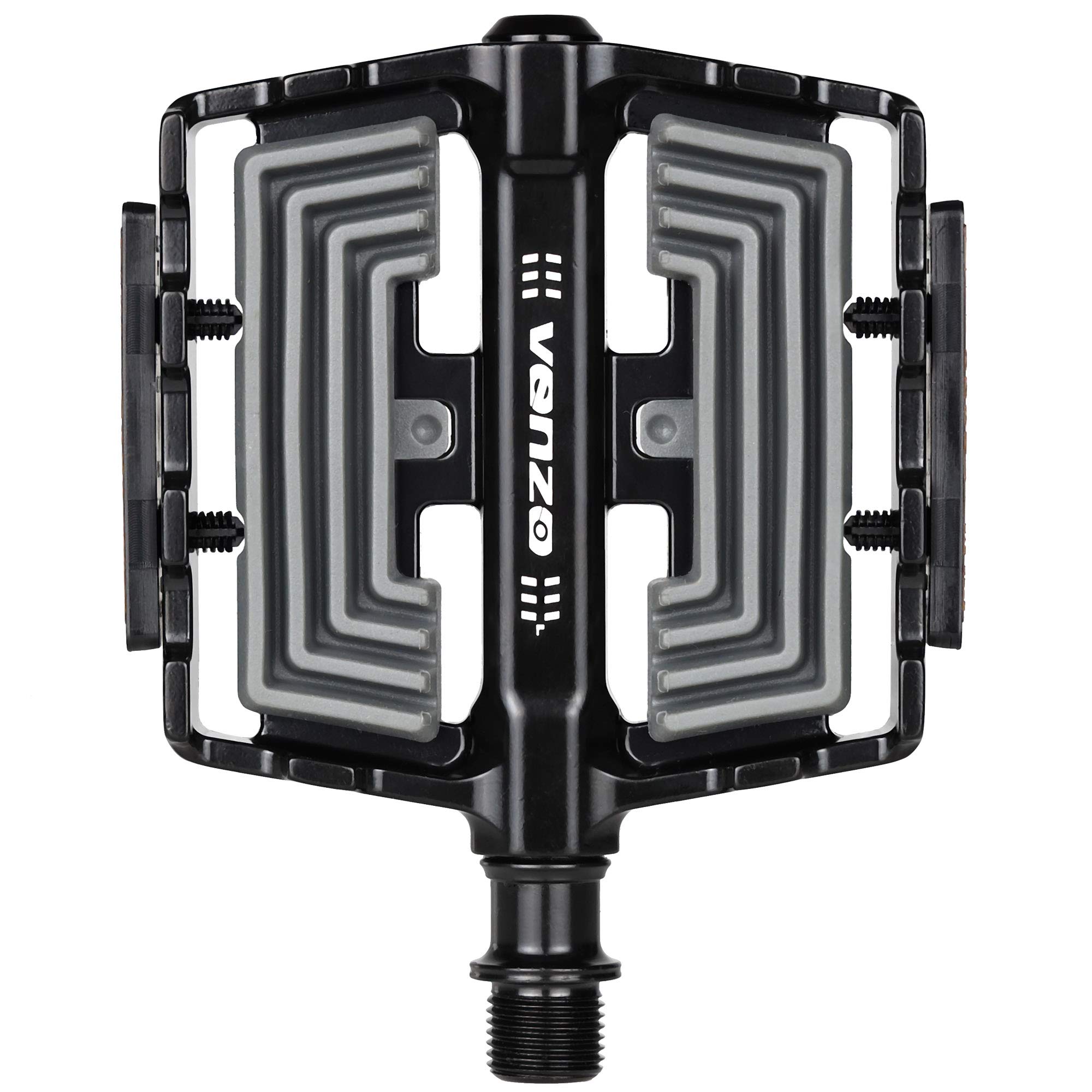 Repacked VENZO Flat Mountain BMX MTB Aluminum Bike Sealed Bearing Pedals - Large Bicycle Platform Pedals 9/16" with Anti-Skid Anti-Slip - Comfort