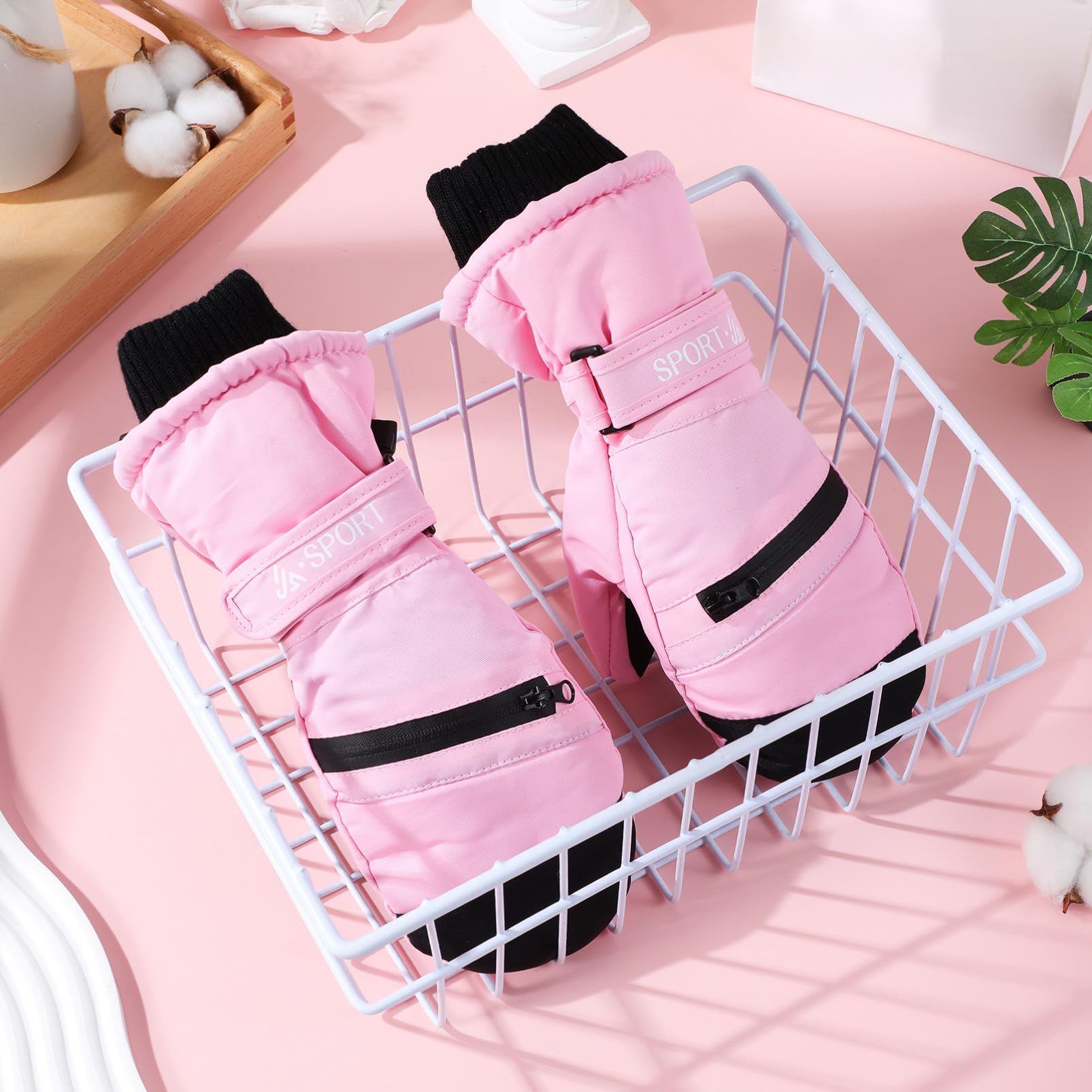 Toddmomy Guantes de Invierno Impermeables para Mujer y Hombre Térmicos y Resistentes al Agua con Pantalla Táctil para Senderismo Esquí y Paseos Talla S Color Rosa