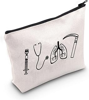 G2TUP RT Gift Respiratory Therapist Makeup Bag Respiratory Tech Cosmetic Bag RT Appreciation Gift Lung Doctor Gift Zipper Travel Bag (Respiratory Therapist White)