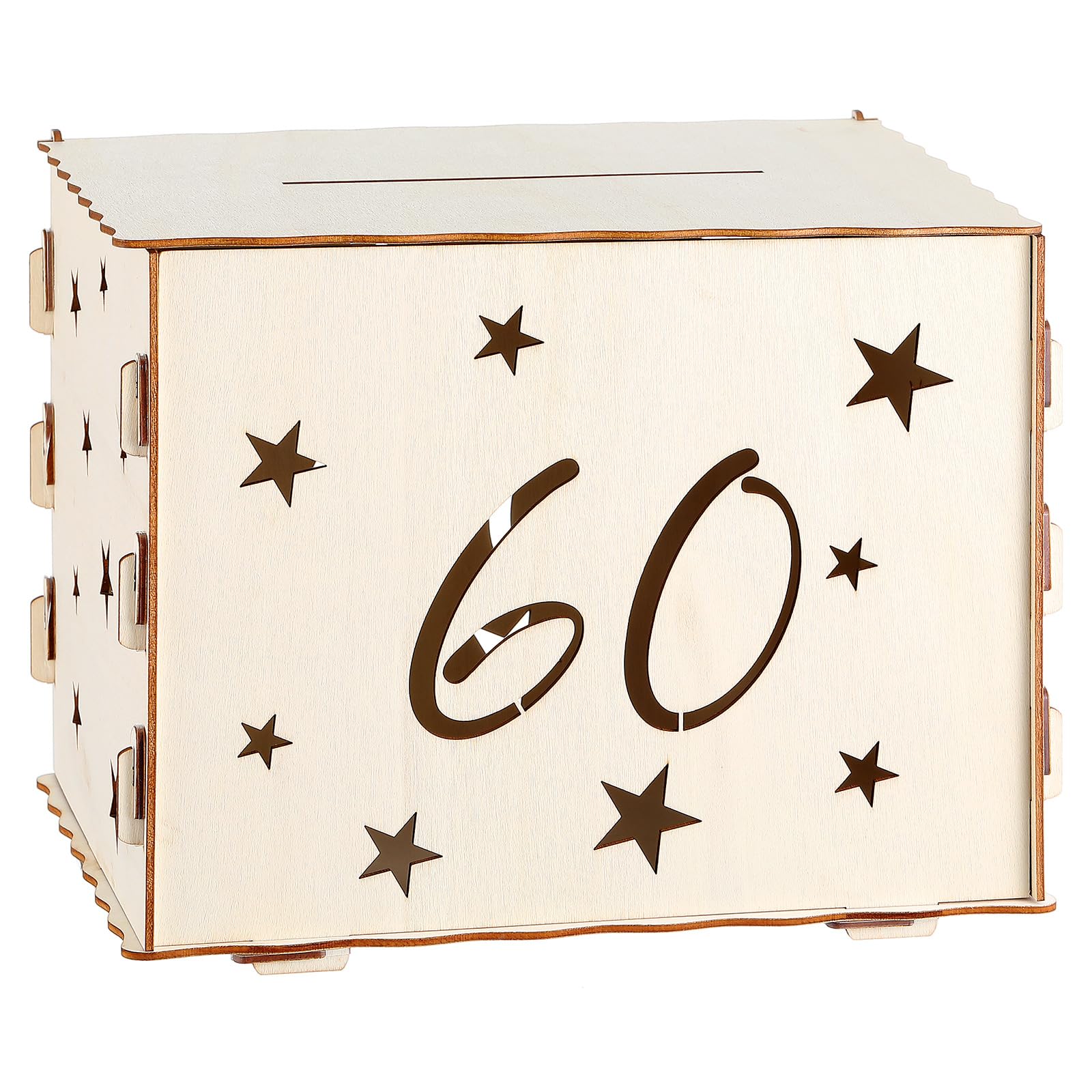 Namalu Urna di Compleanno Salvadanaio Hollow Star Decorazione Festiva Scatola Regalo Jackpot Classico in Legno per Lettere Buste Soldi(60)